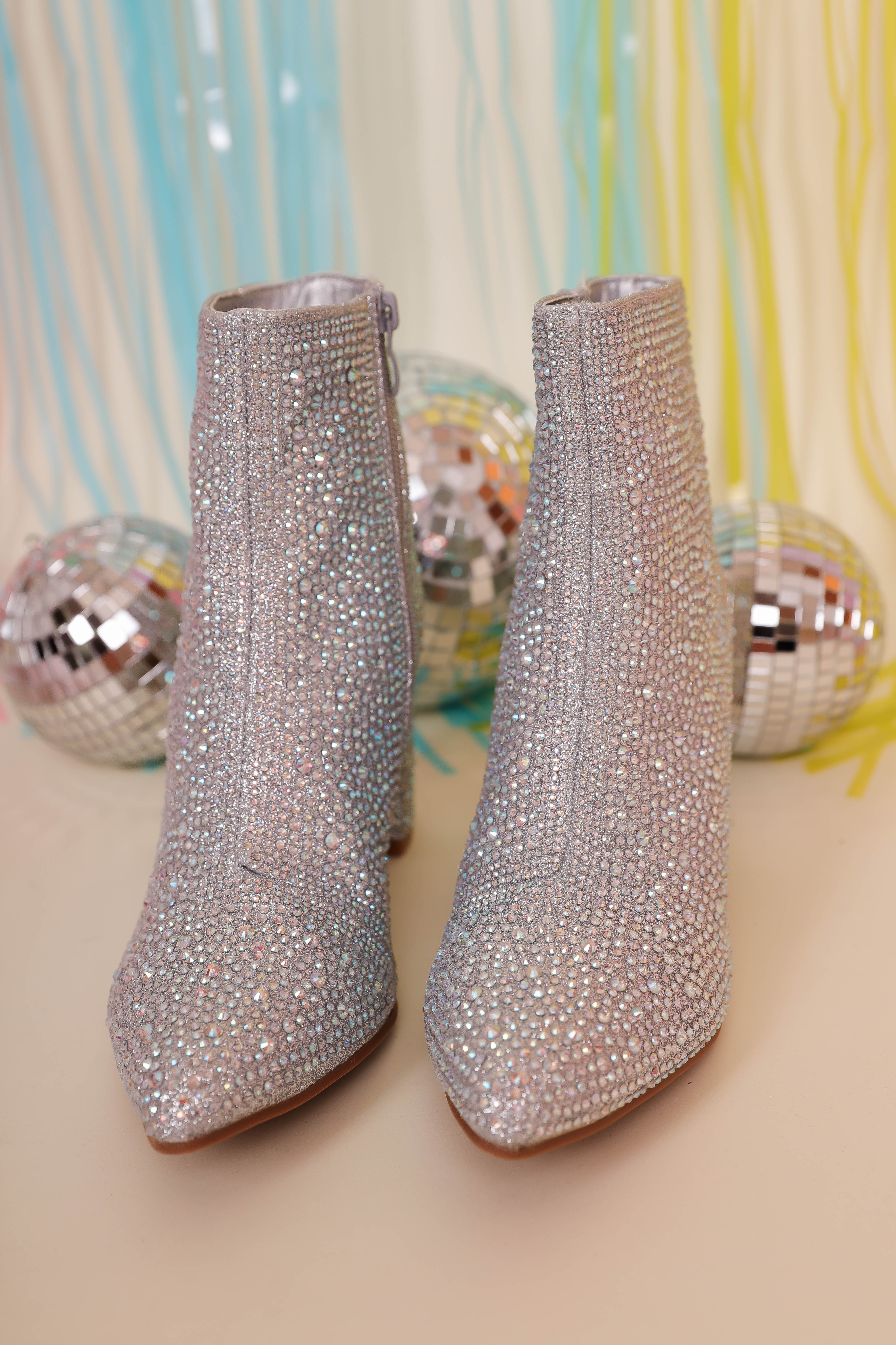 RESTOCK: Garcelle Rhinestone Booties-Silver