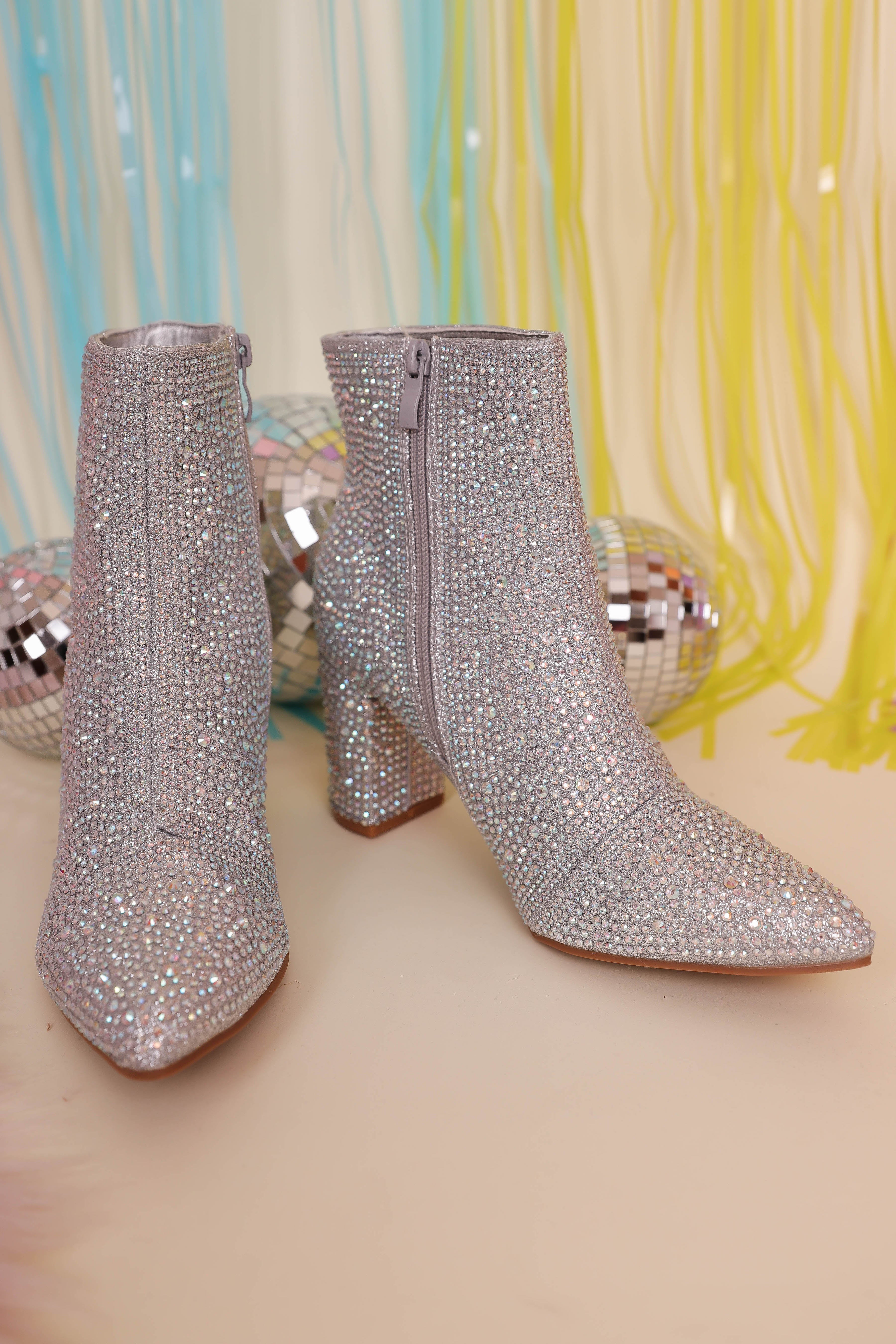 RESTOCK: Garcelle Rhinestone Booties-Silver