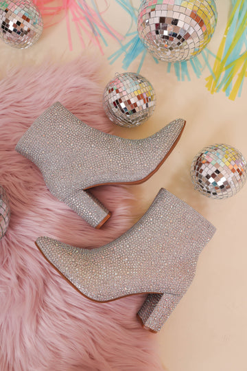 RESTOCK: Garcelle Rhinestone Booties-Silver