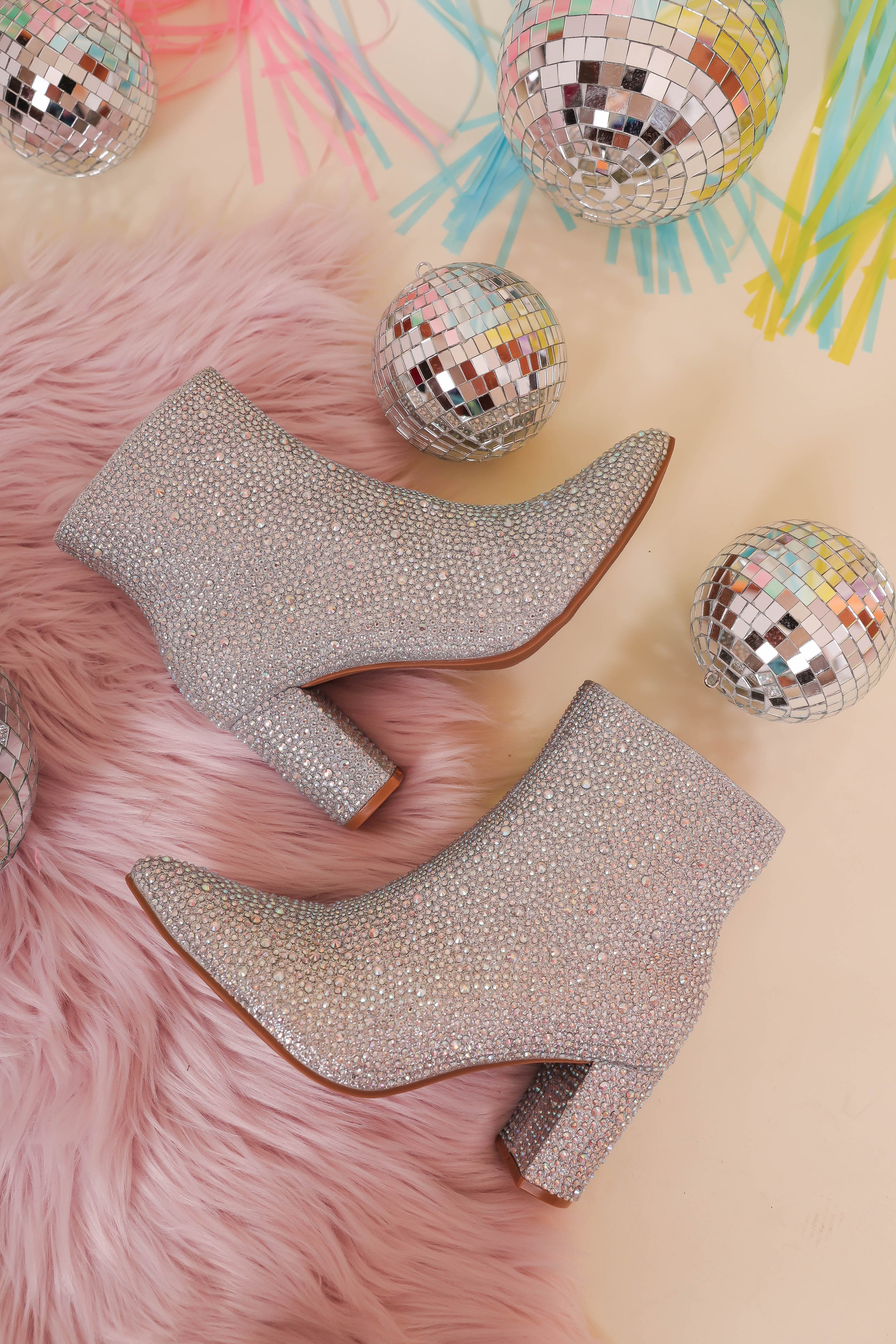 RESTOCK: Garcelle Rhinestone Booties-Silver