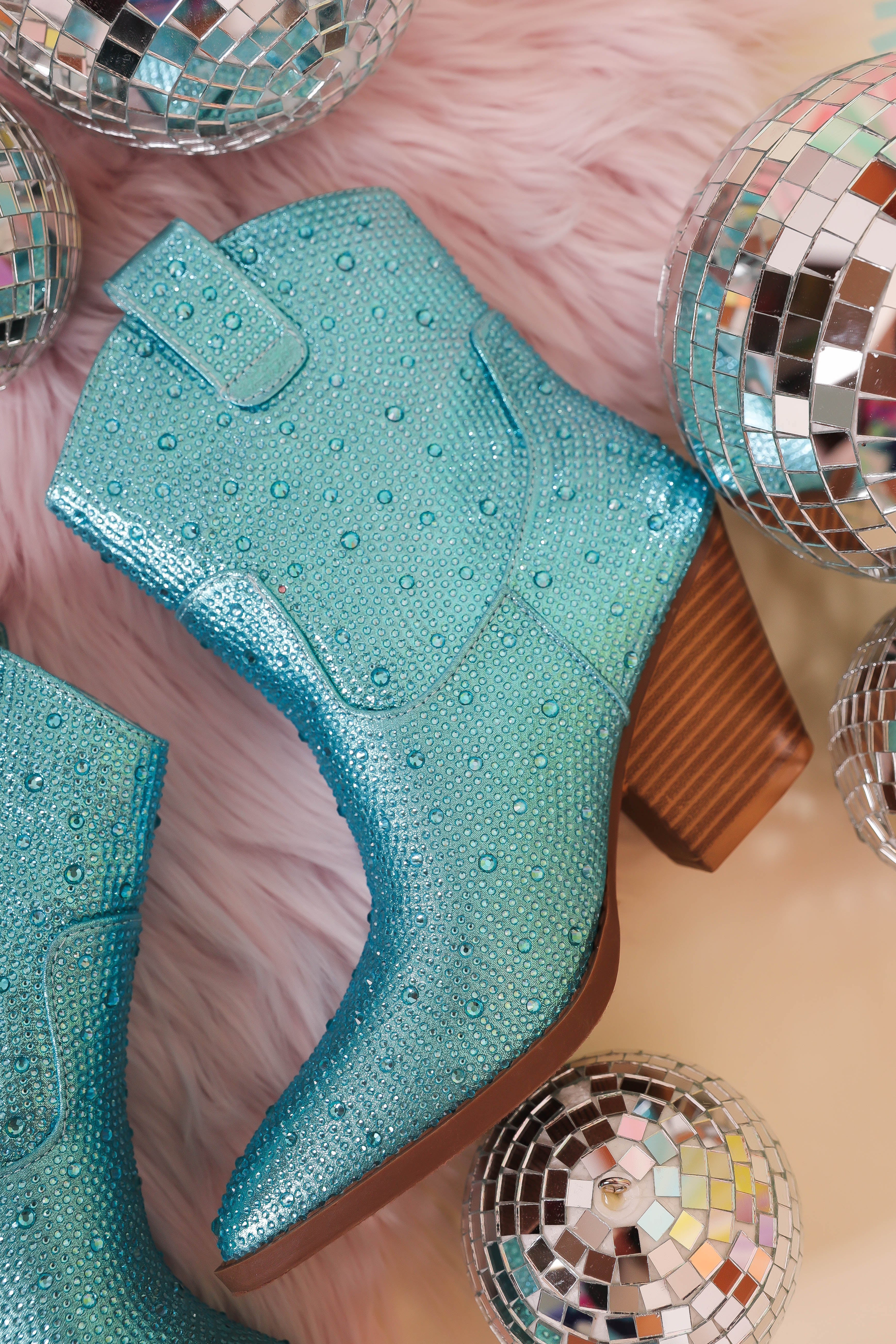 Gretchen Rhinestone Booties-Blue