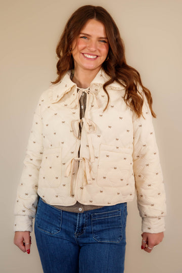 She's The Most Darling Quilted Bow Coat