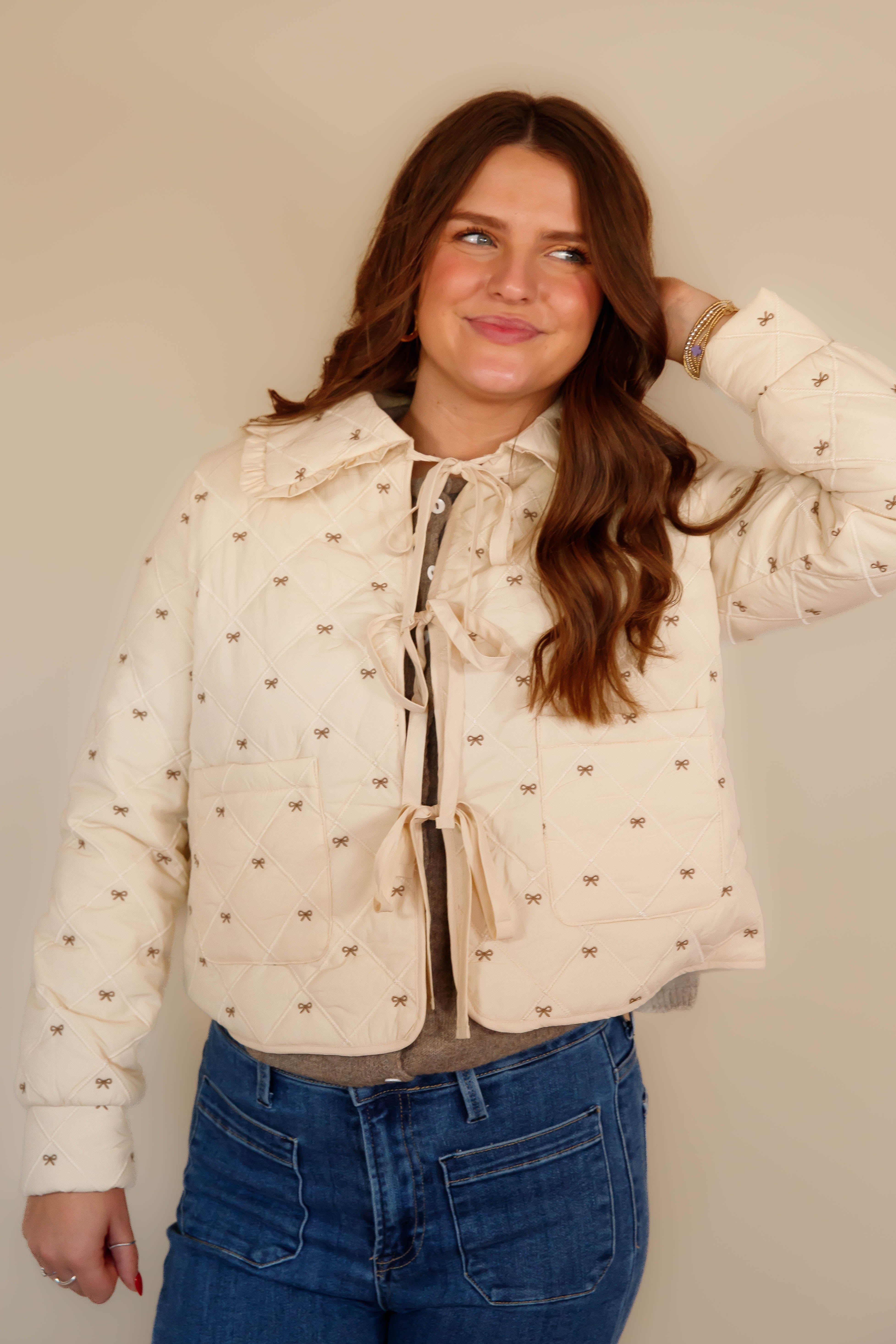 She's The Most Darling Quilted Bow Coat