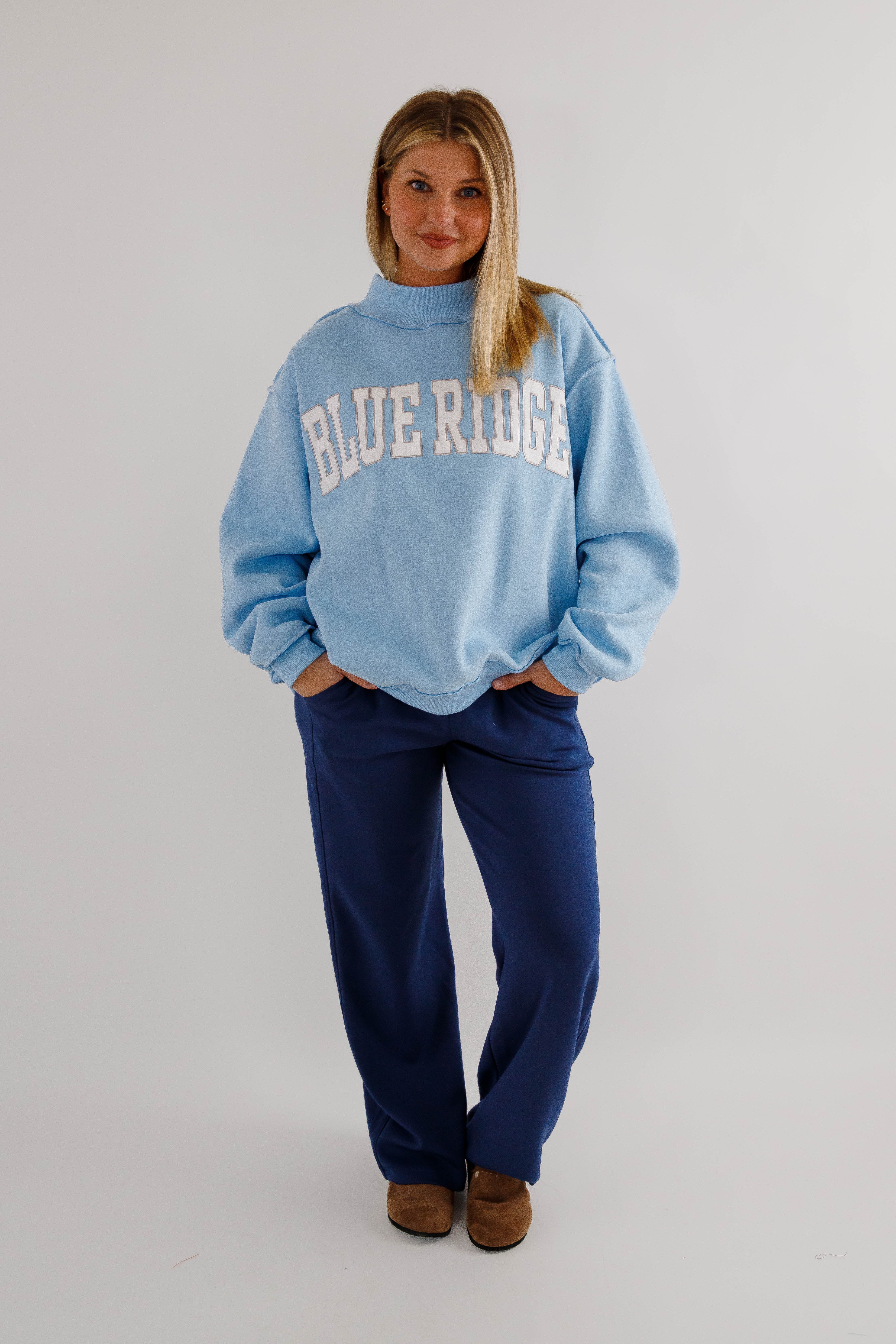 Blue Ridge Mockneck Pullover-Blue