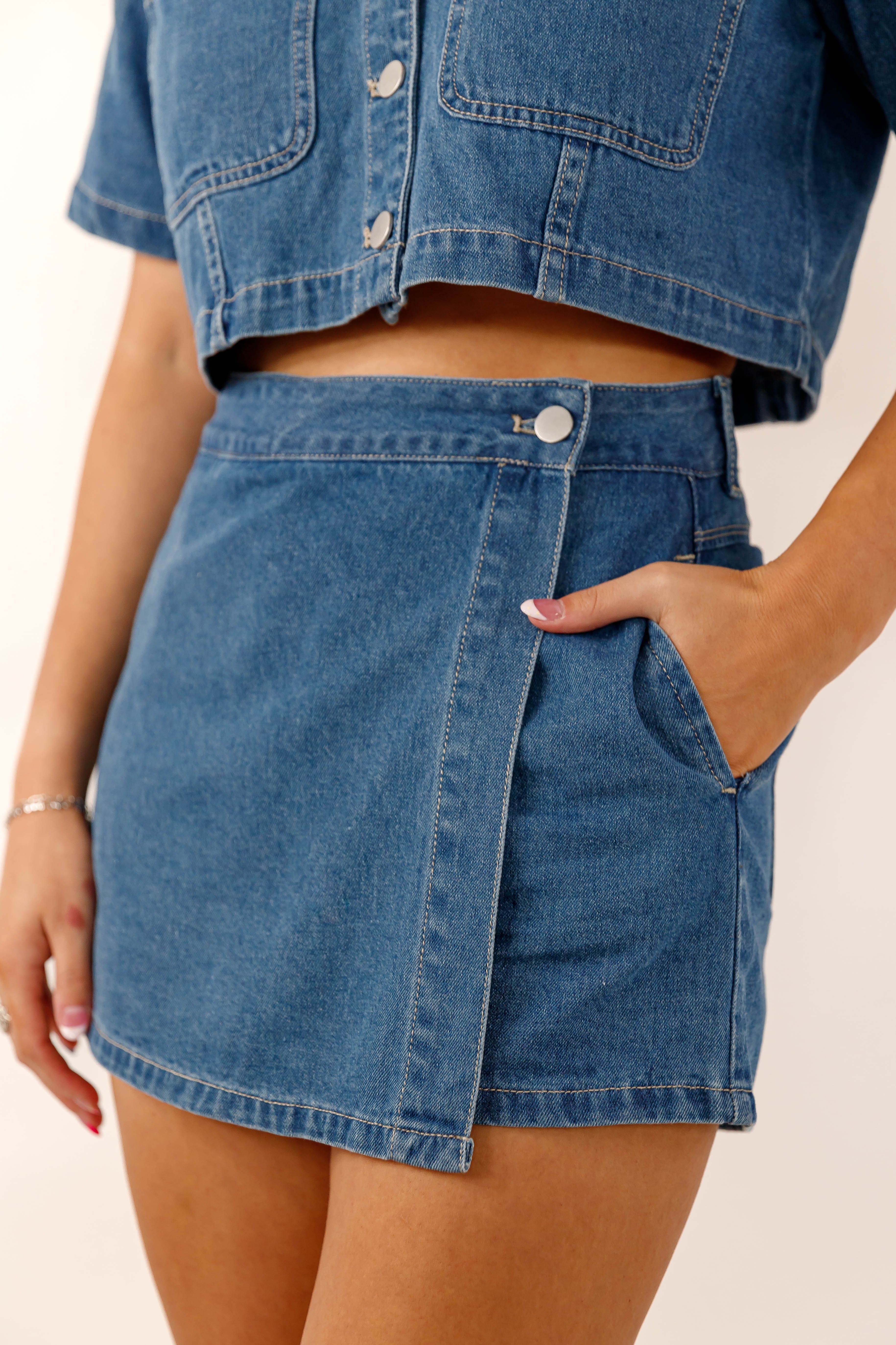 See You There Denim Mini Skort