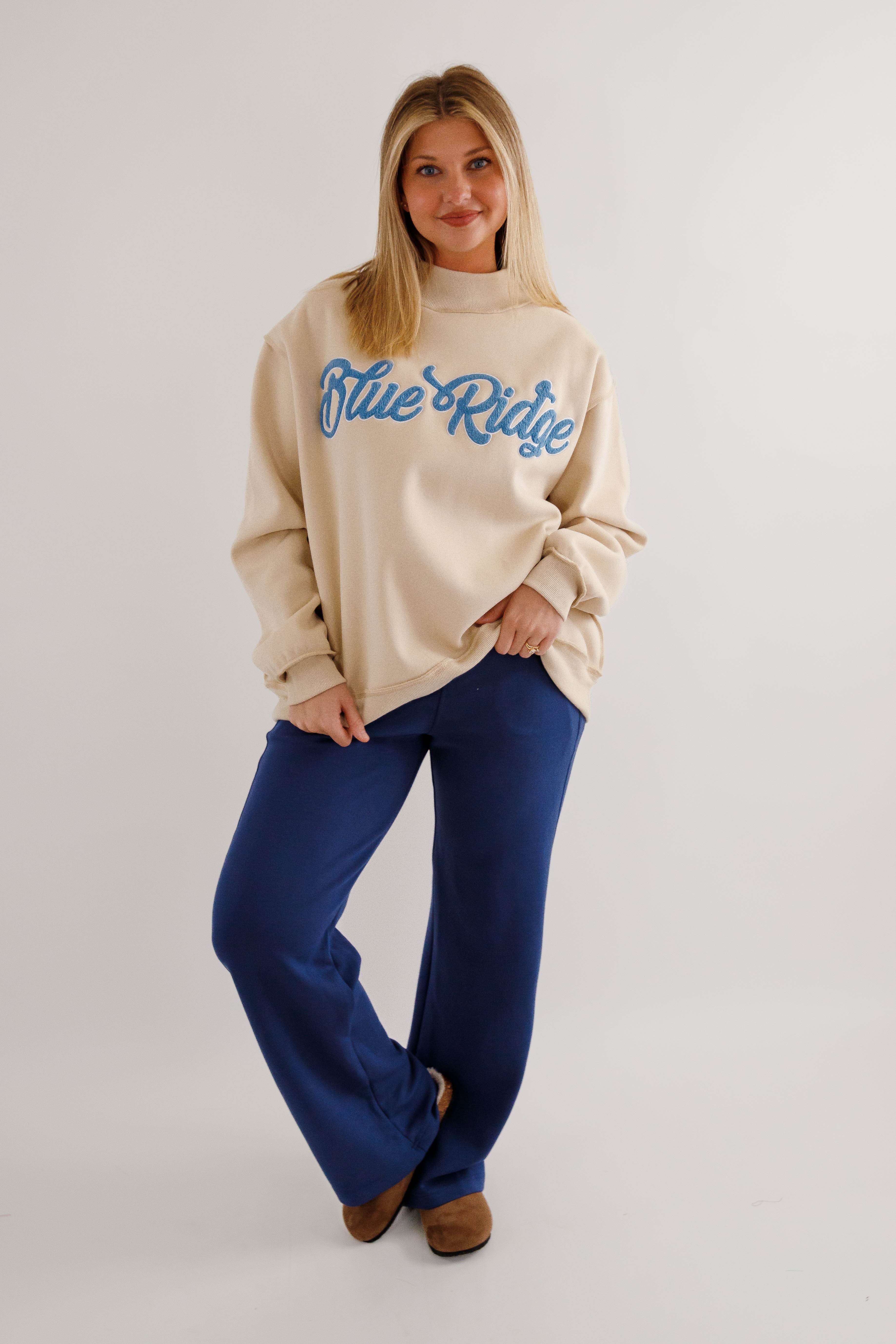 Blue Ridge Mockneck Pullover-Taupe