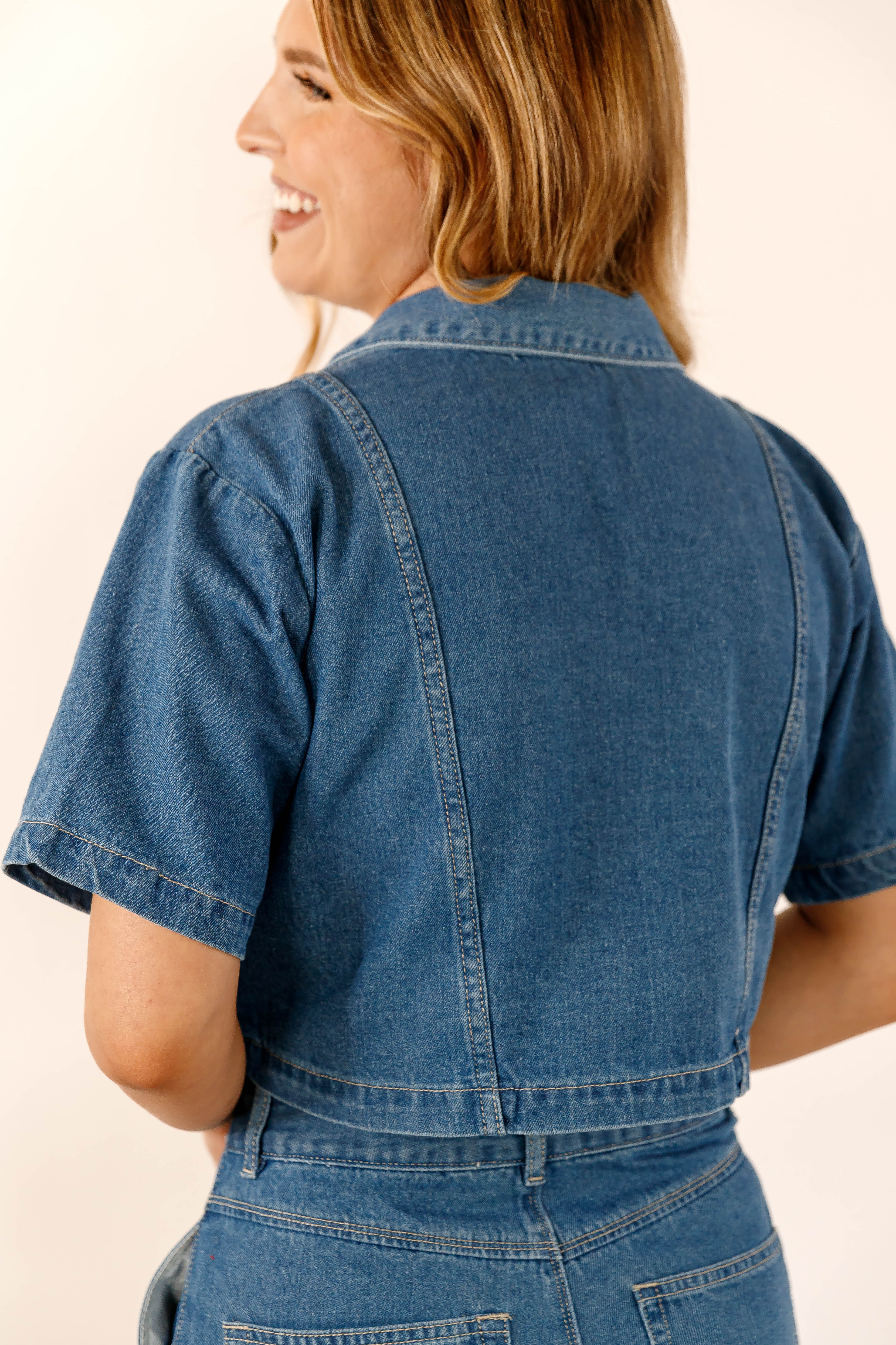 See You There Denim Crop Top
