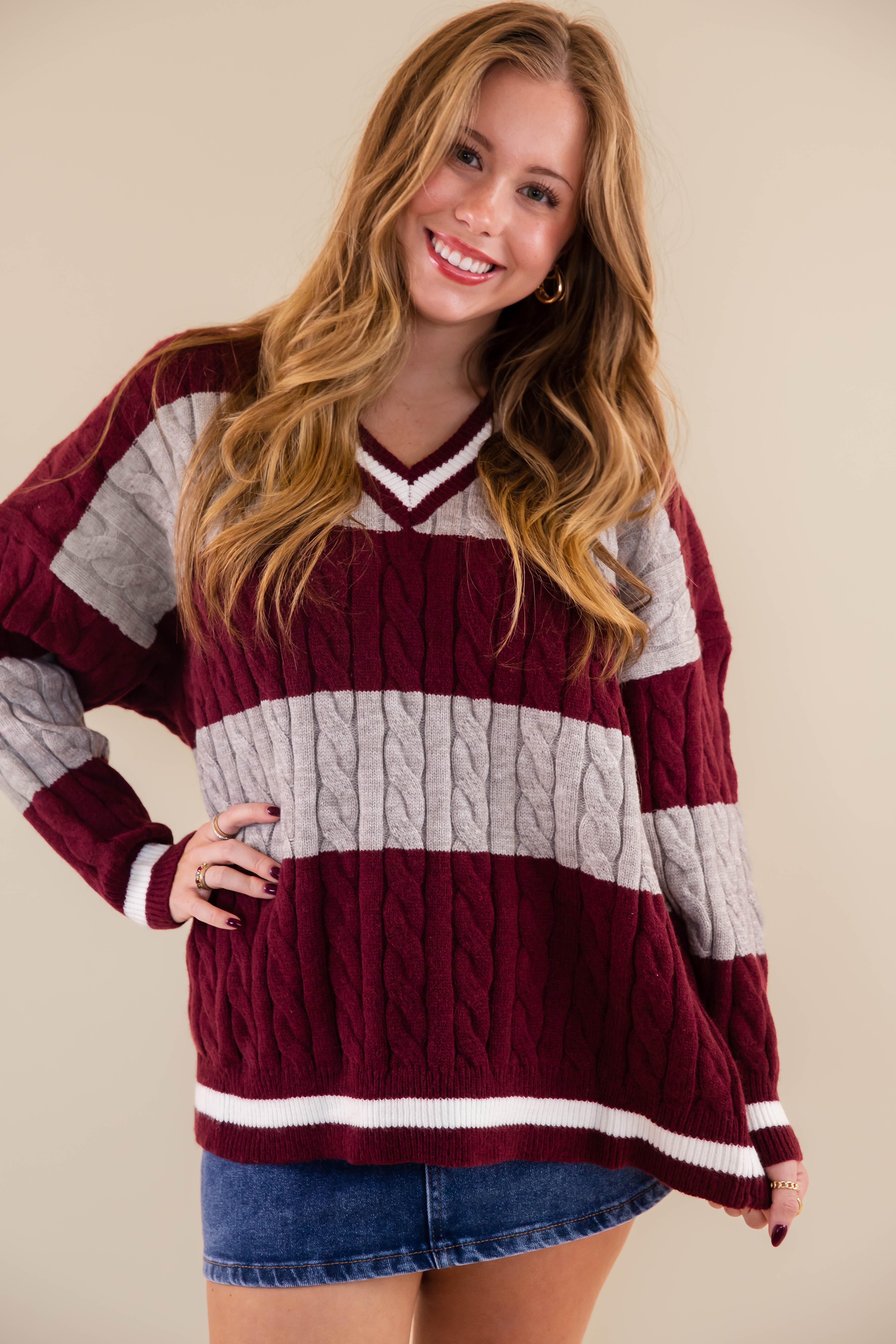 RESTOCK: Take A Minute Sweater-Maroon