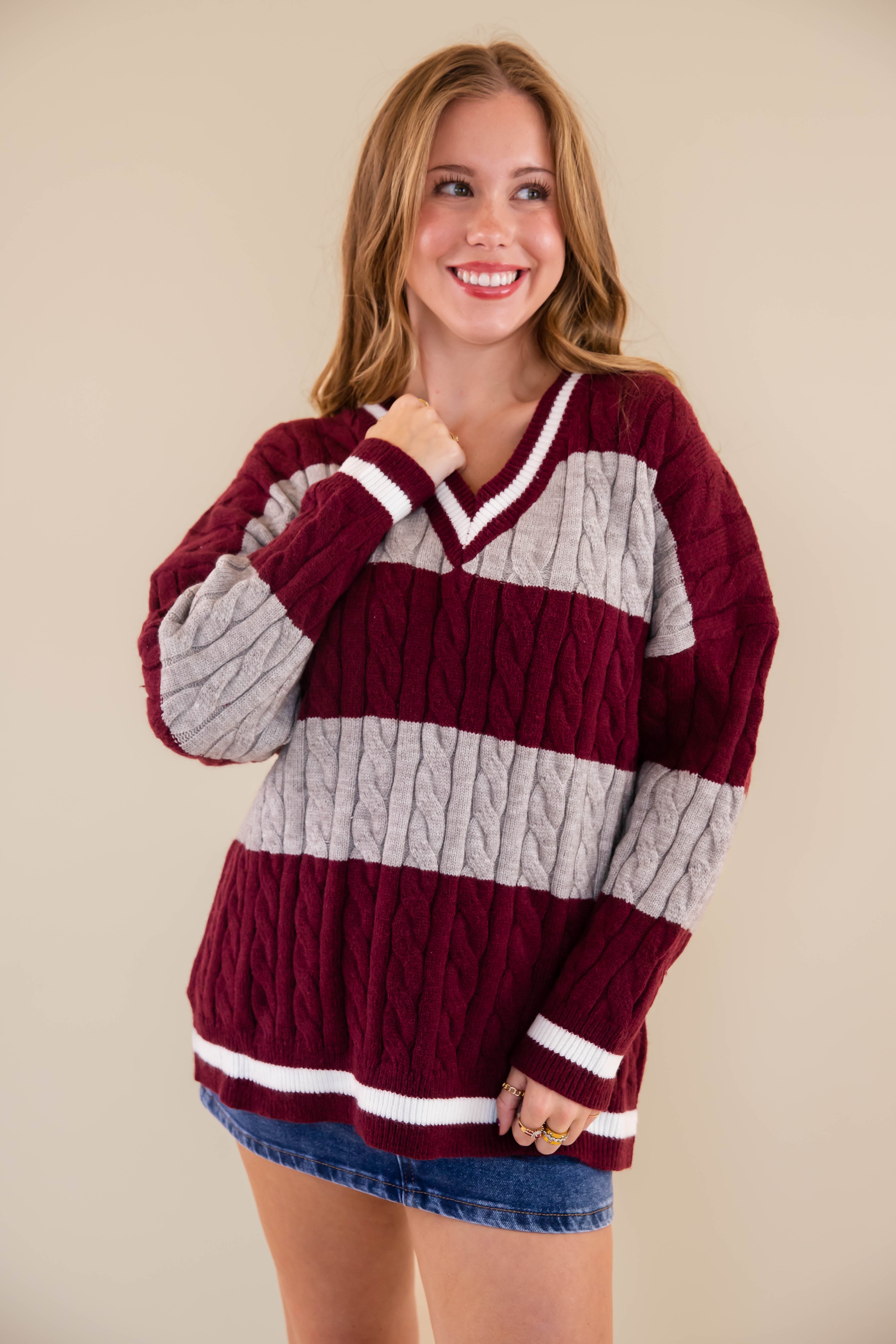 RESTOCK: Take A Minute Sweater-Maroon
