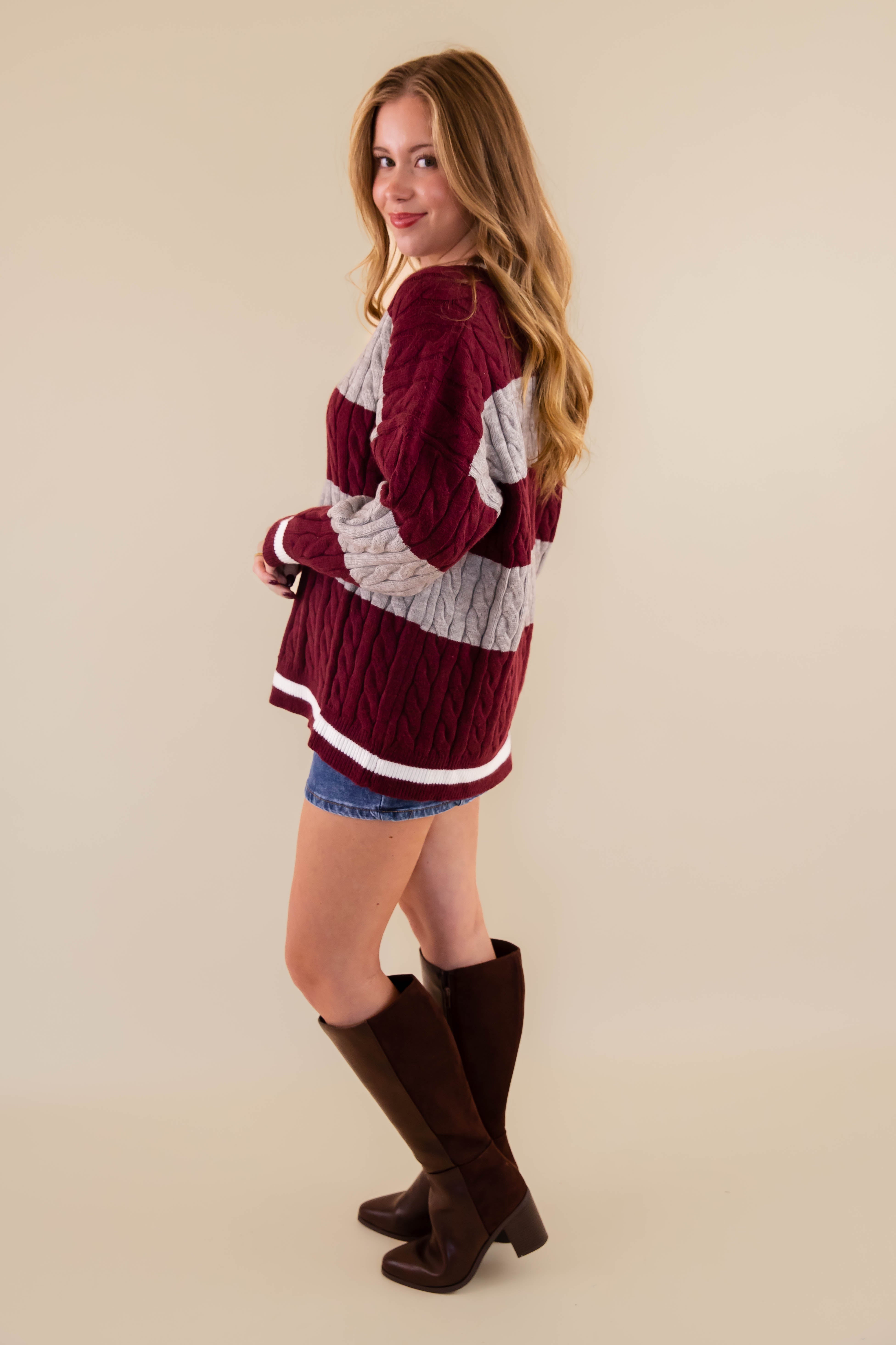 RESTOCK: Take A Minute Sweater-Maroon