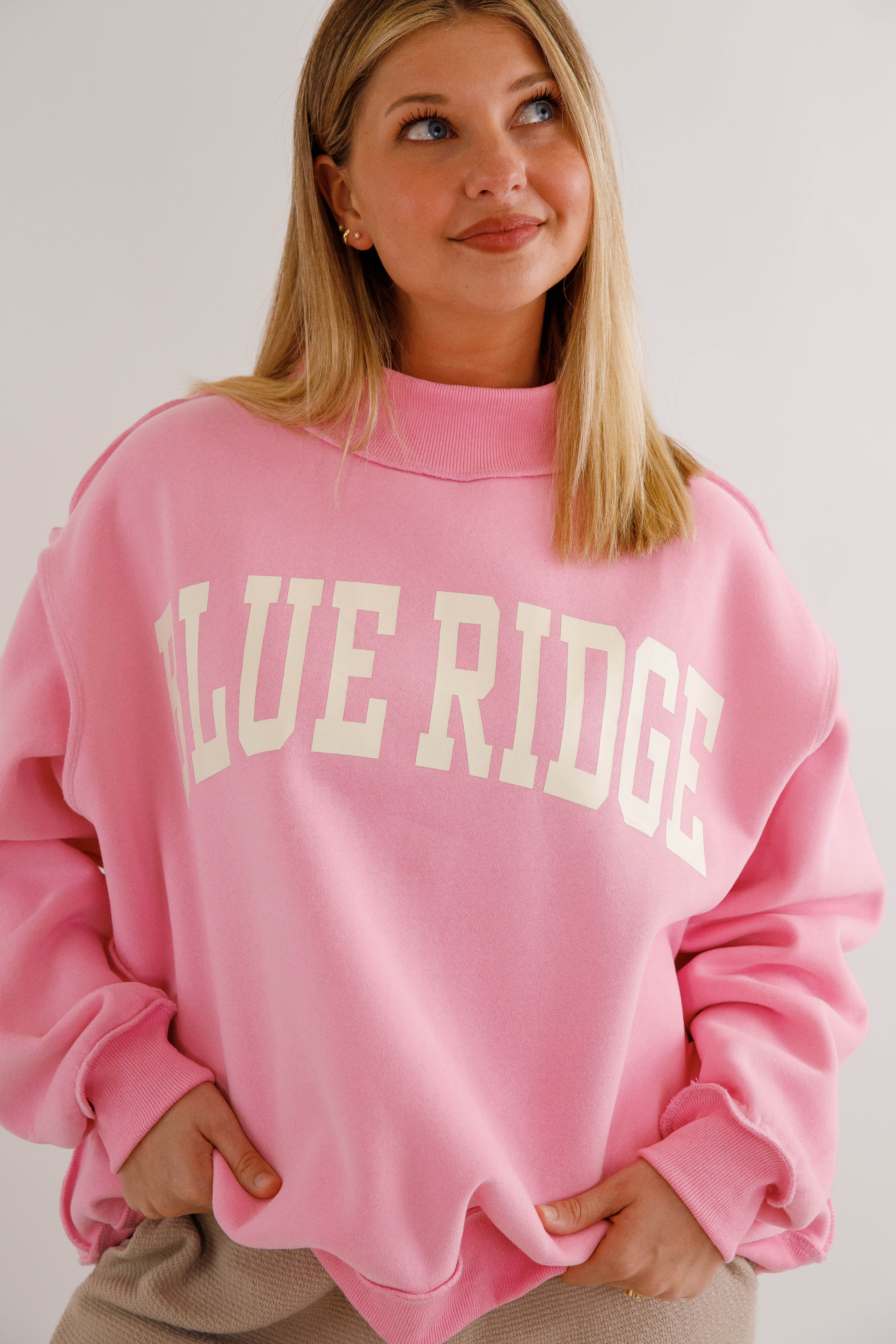 Blue Ridge Mockneck Pullover-Pink Reversible