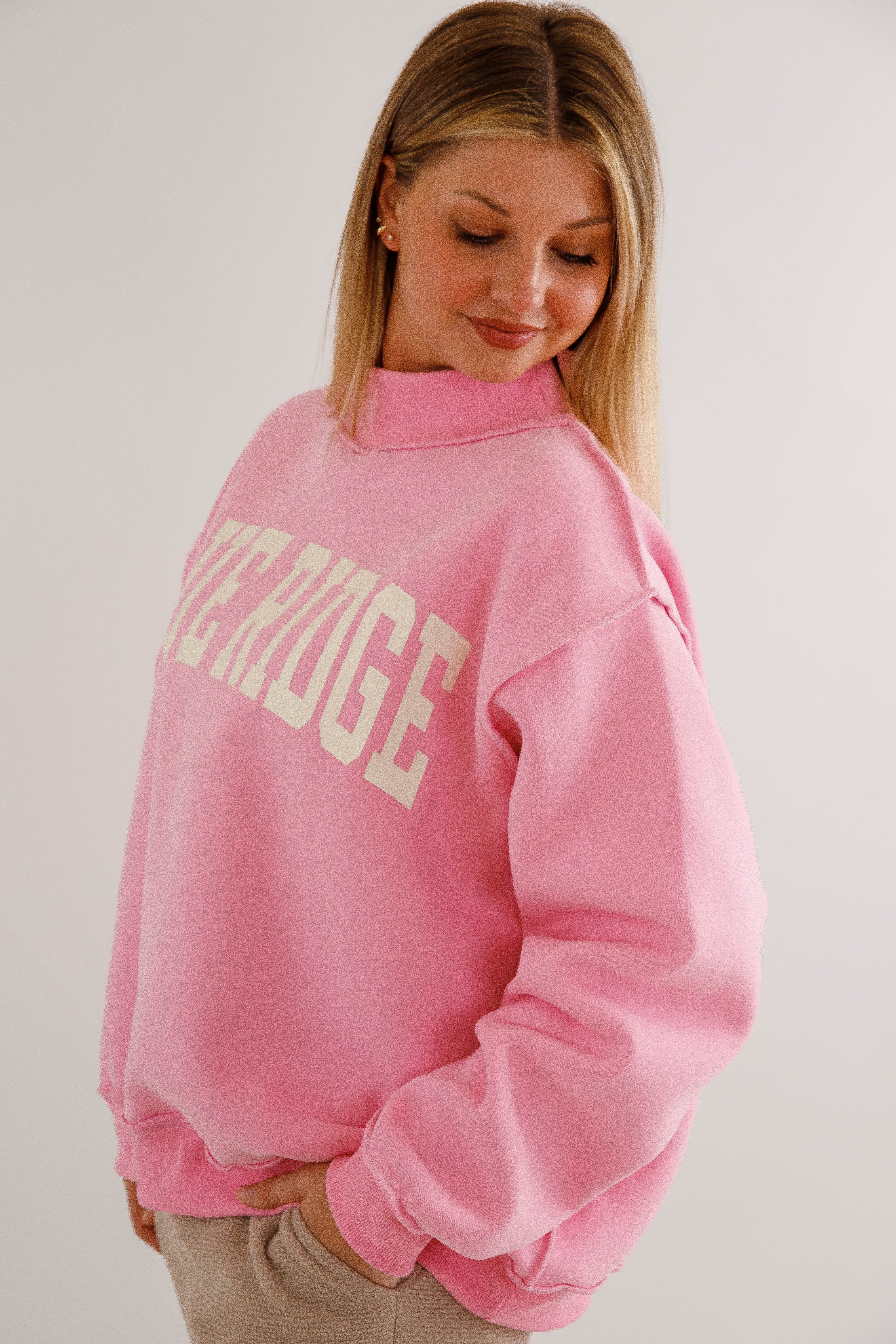 Blue Ridge Mockneck Pullover-Pink Reversible