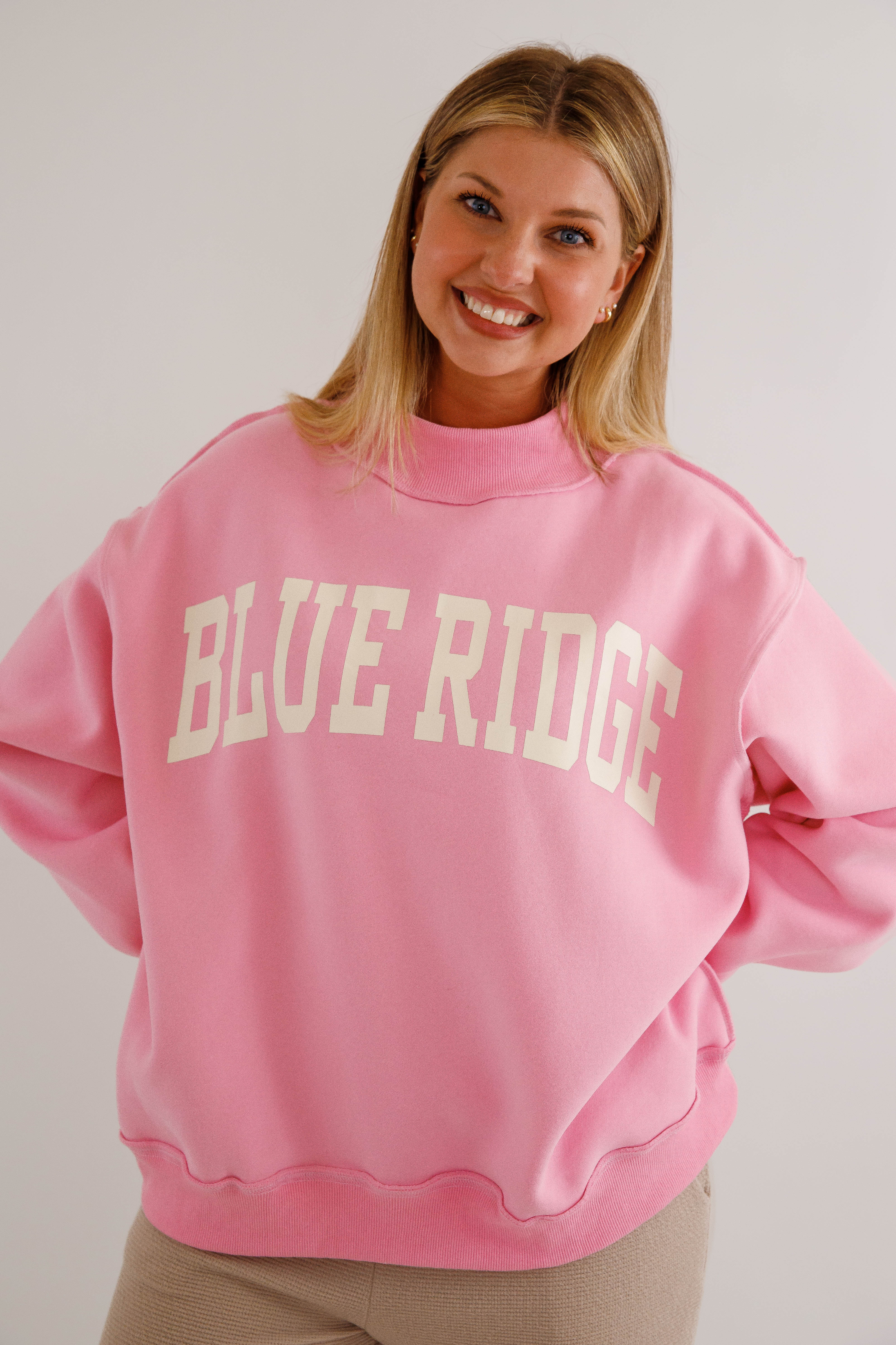 Blue Ridge Mockneck Pullover-Pink Reversible