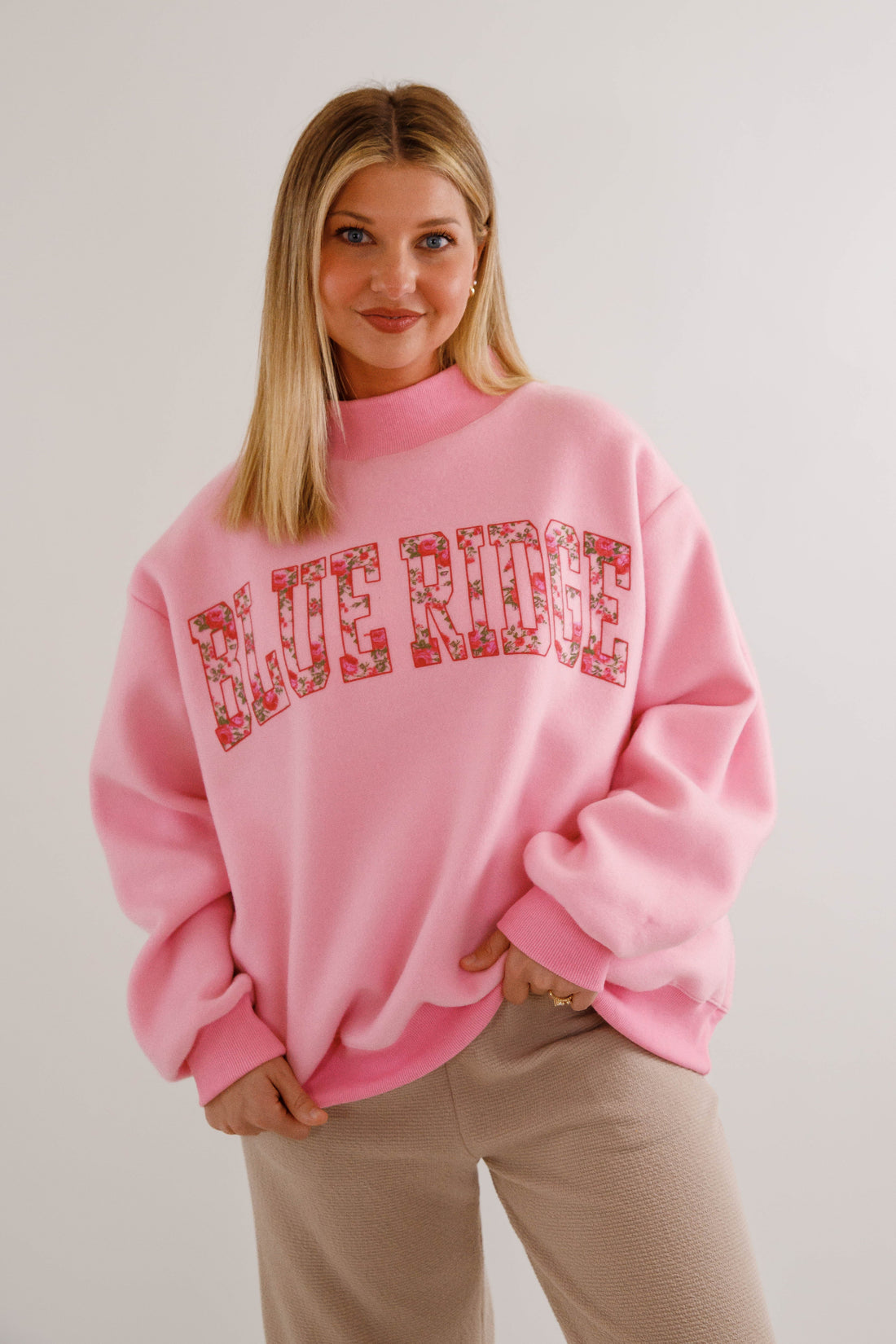 Blue Ridge Mockneck Pullover-Pink Reversible