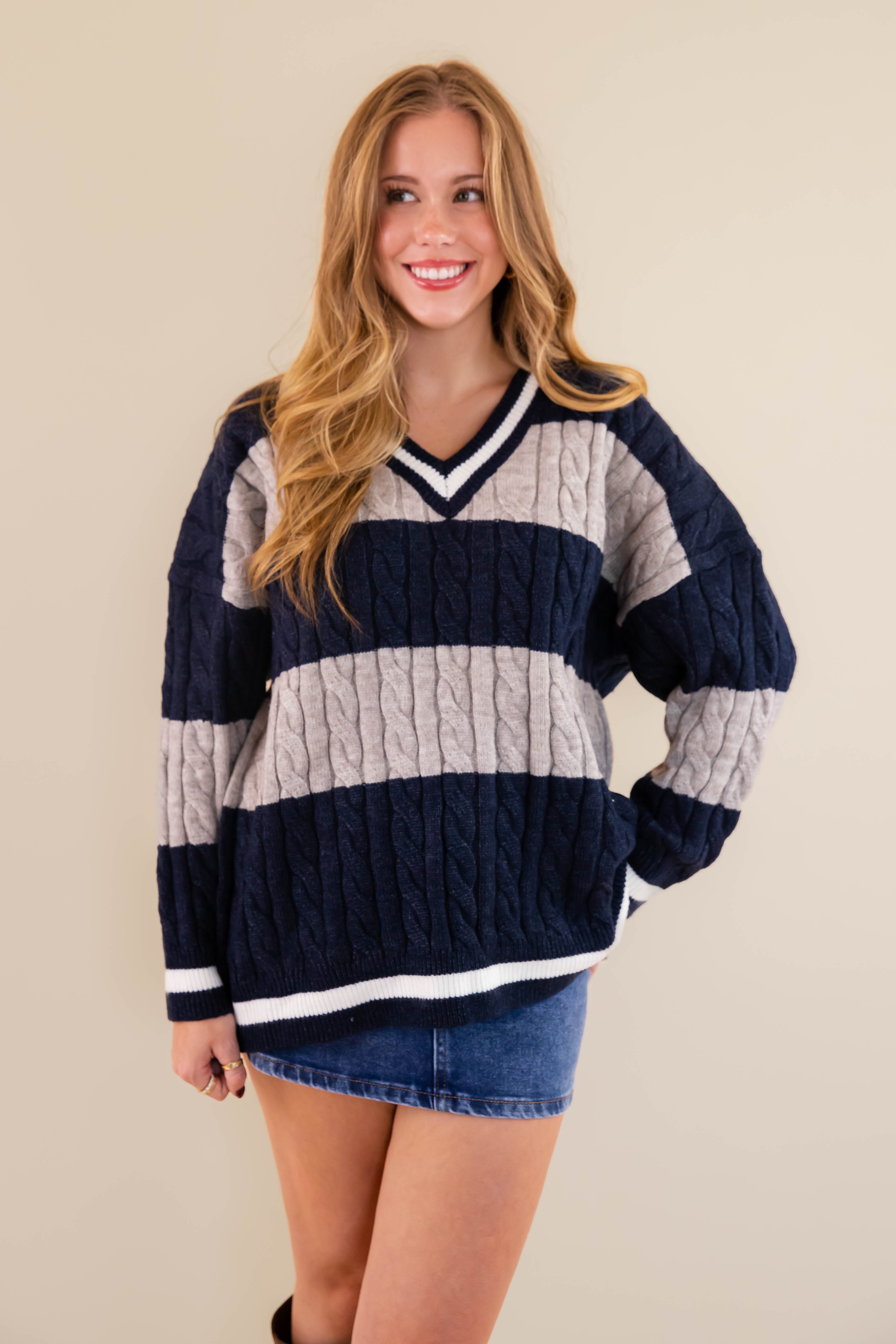 RESTOCK: Take A Minute Sweater-Navy