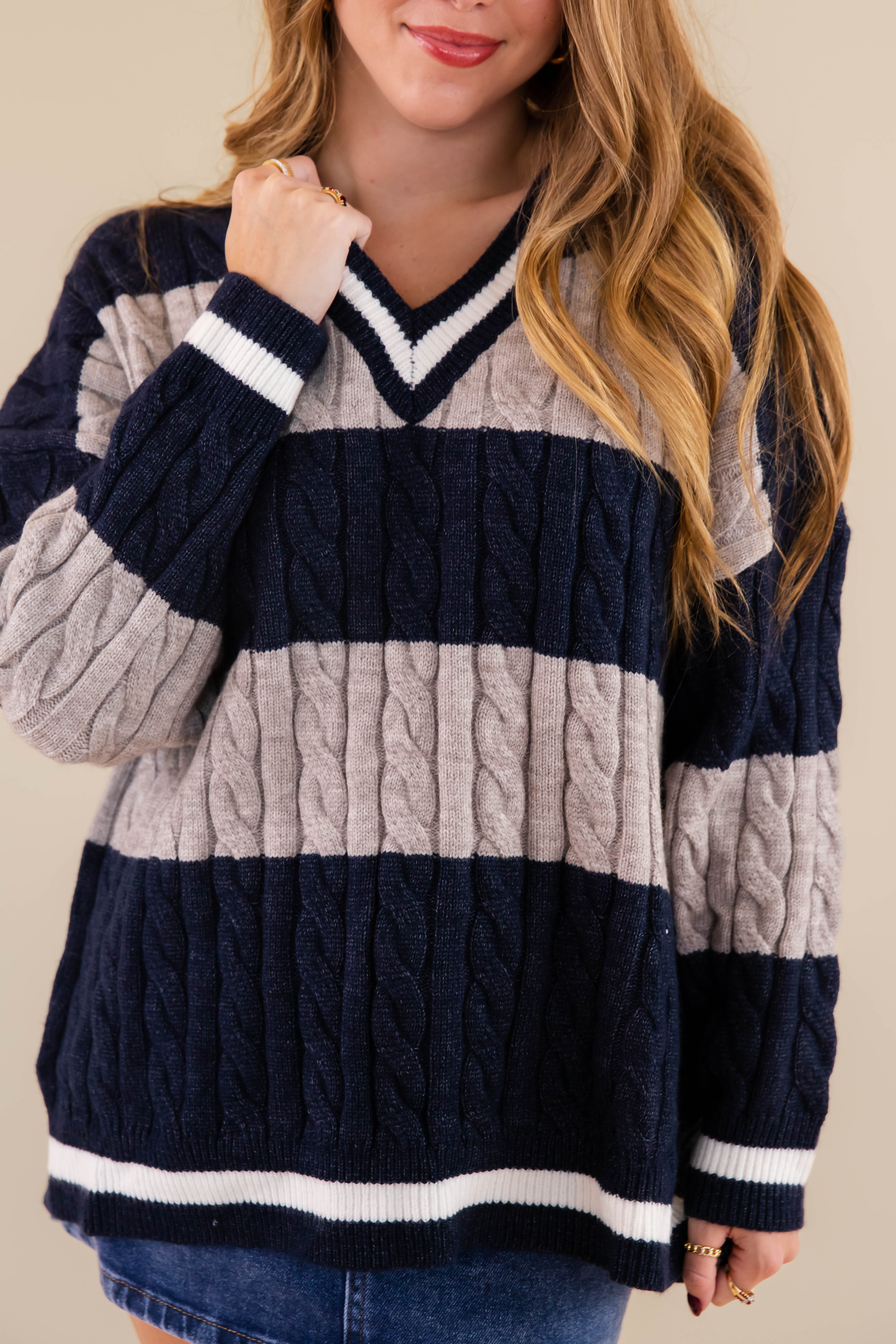 RESTOCK: Take A Minute Sweater-Navy