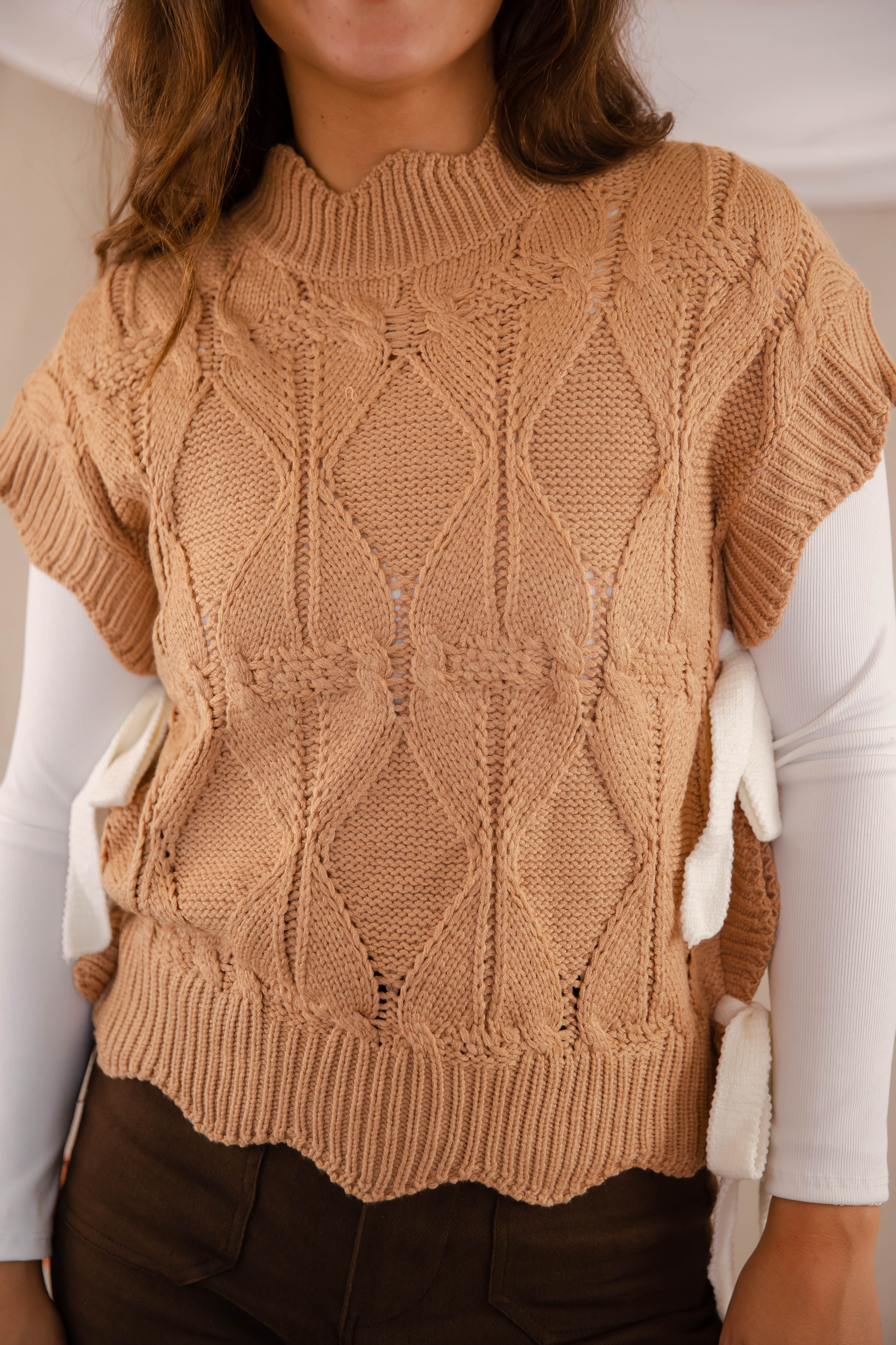 FINAL SALE: Please and Thank You Sweater Vest-Mocha