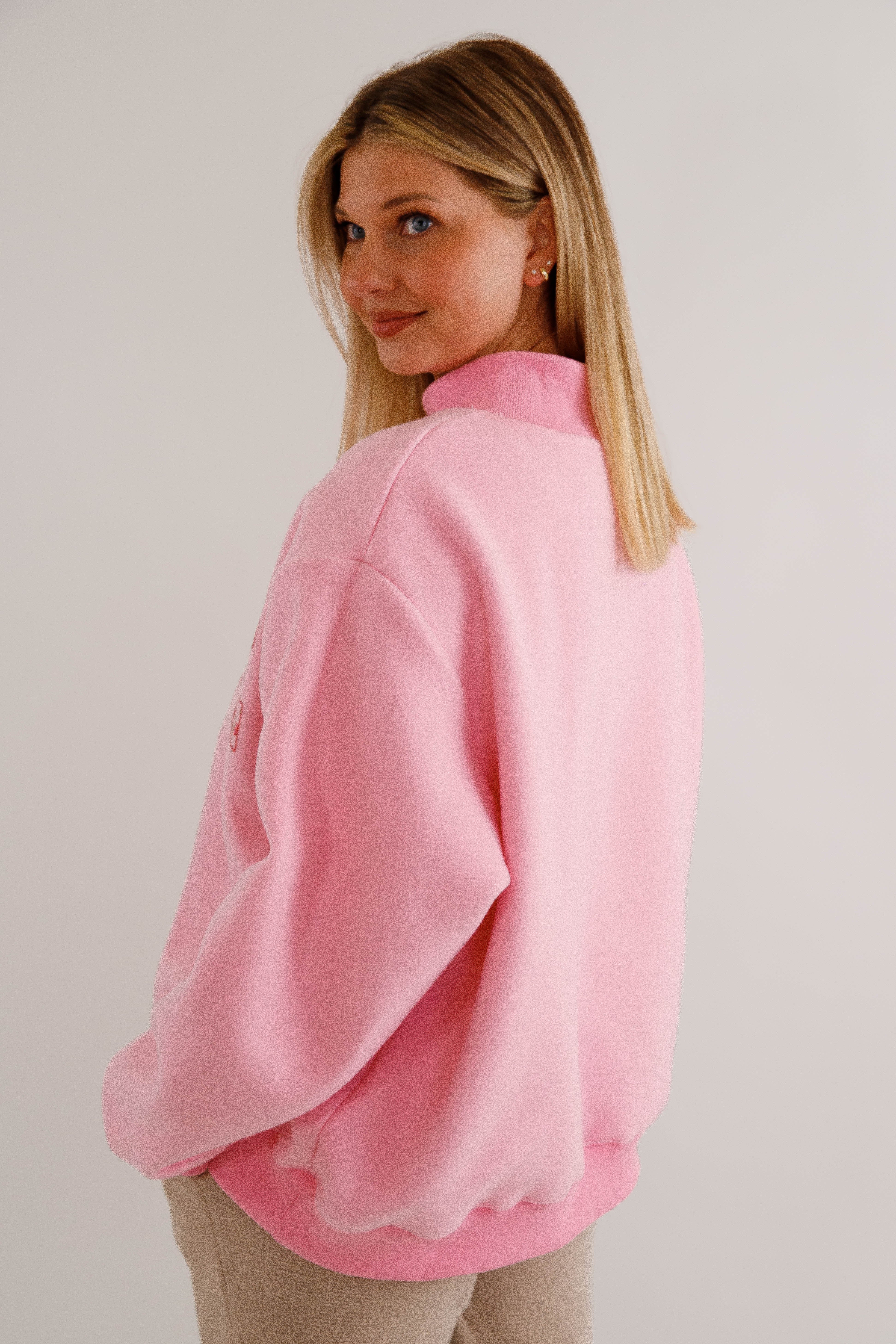 Blue Ridge Mockneck Pullover-Pink Reversible