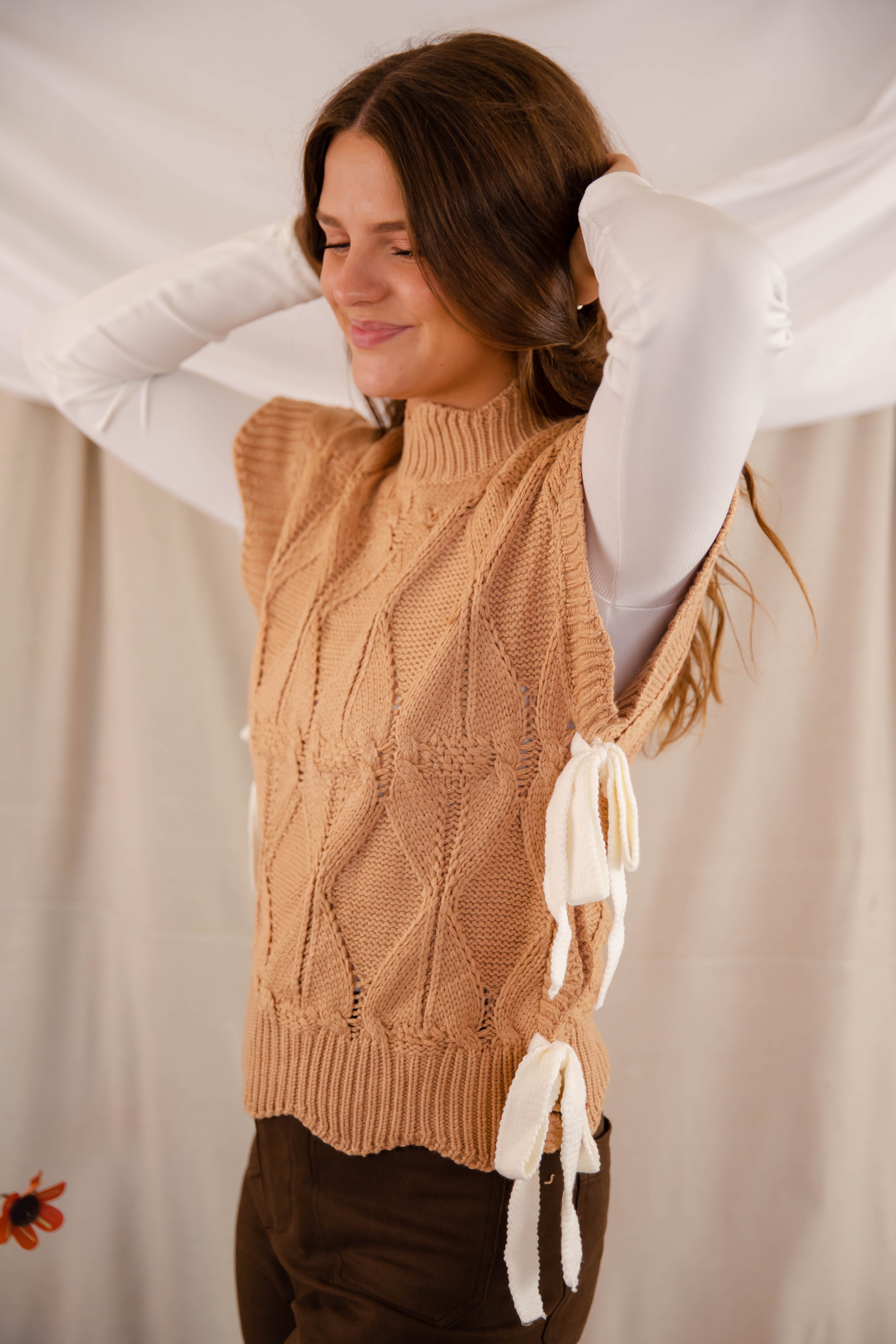 FINAL SALE: Please and Thank You Sweater Vest-Mocha