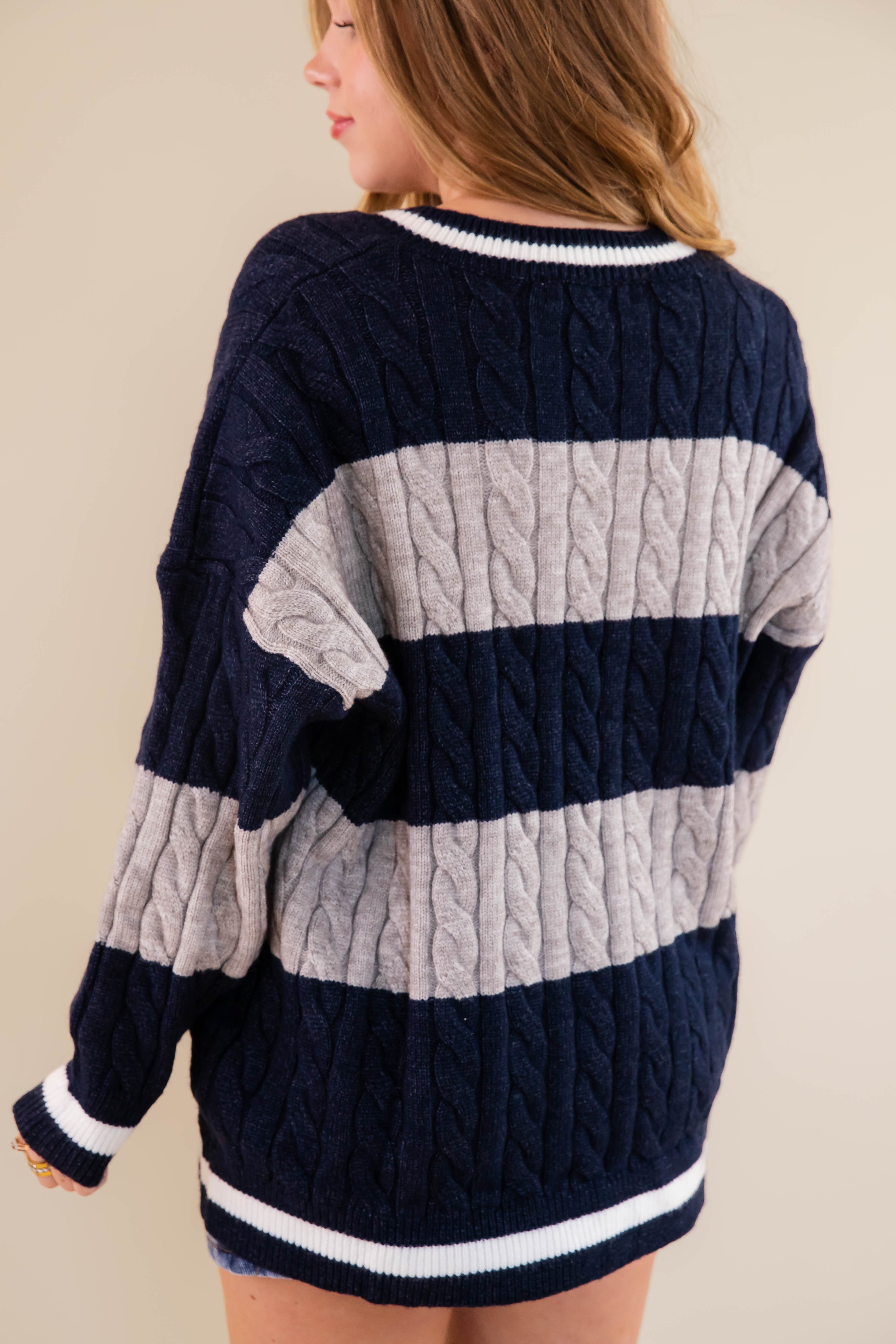 RESTOCK: Take A Minute Sweater-Navy