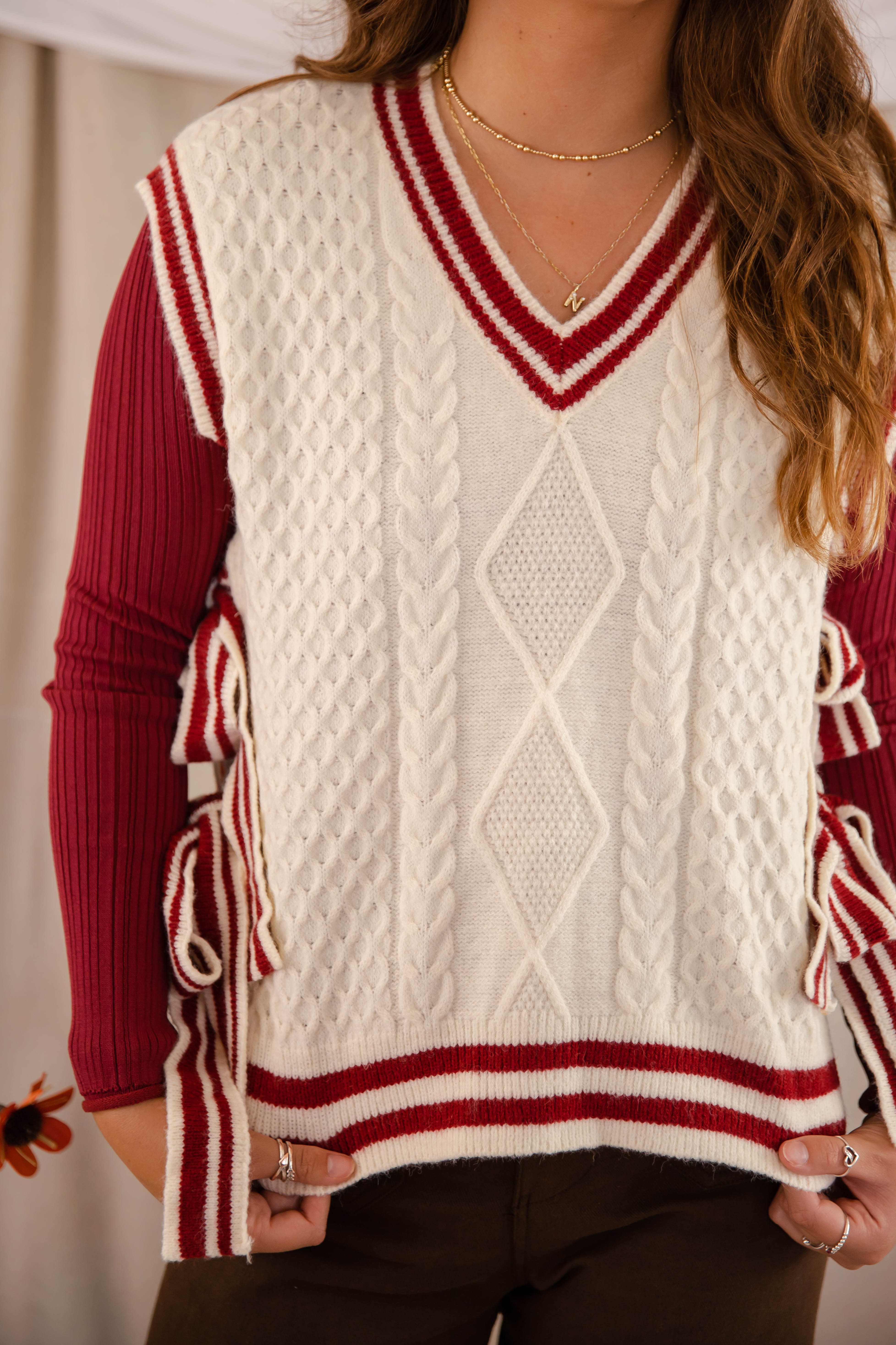 FINAL SALE: Truth Or Dare Sweater Vest-Brick