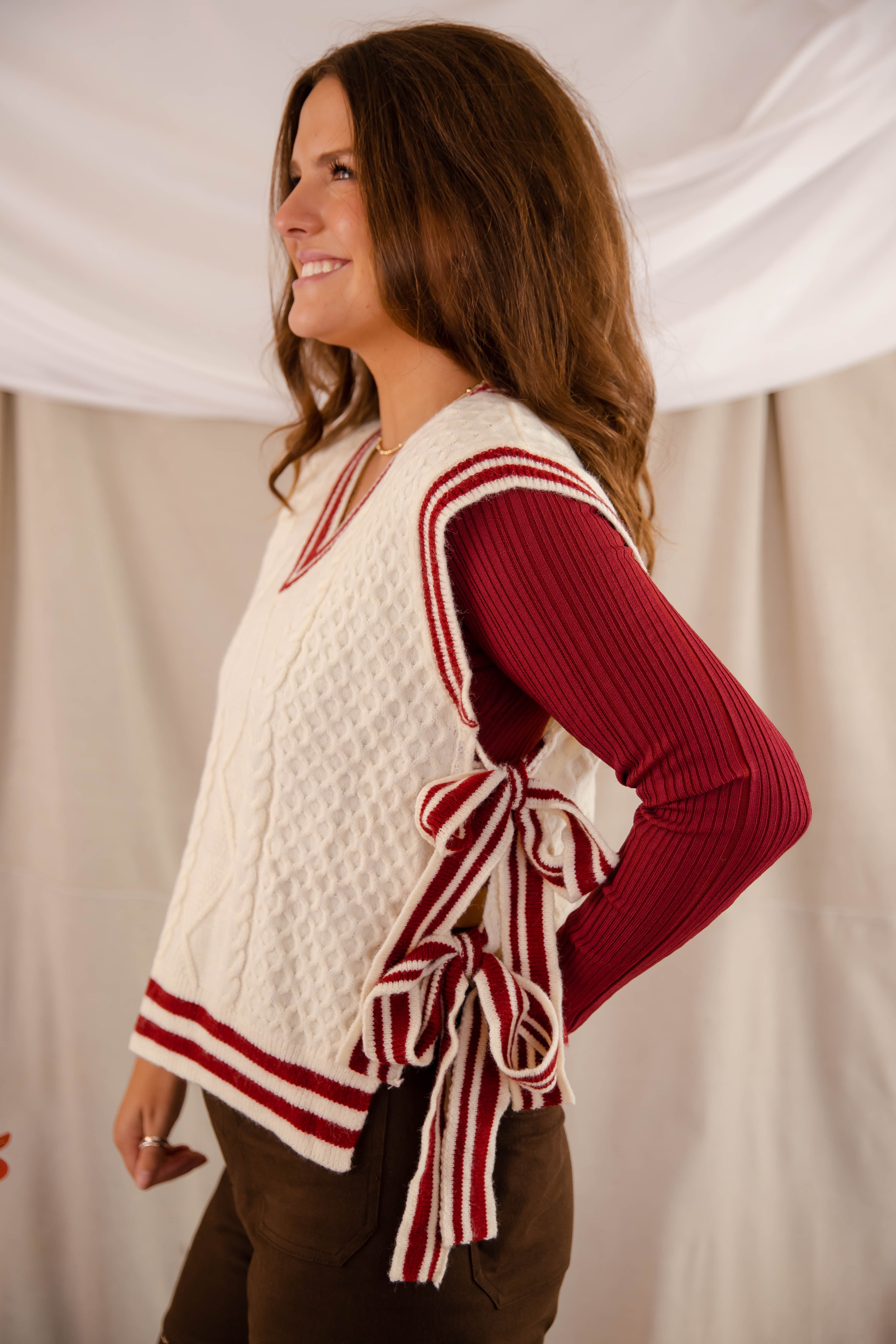 FINAL SALE: Truth Or Dare Sweater Vest-Brick