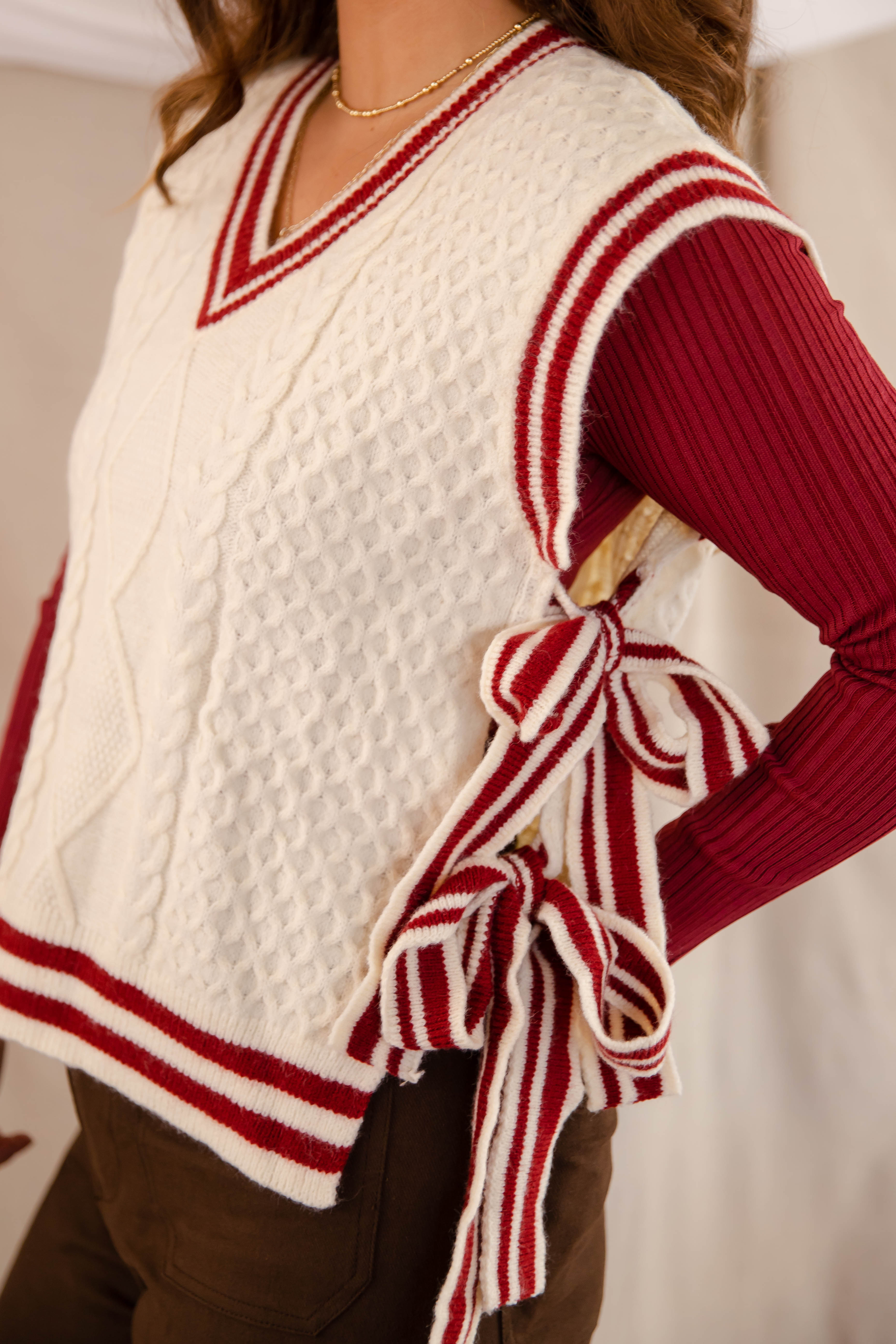 FINAL SALE: Truth Or Dare Sweater Vest-Brick