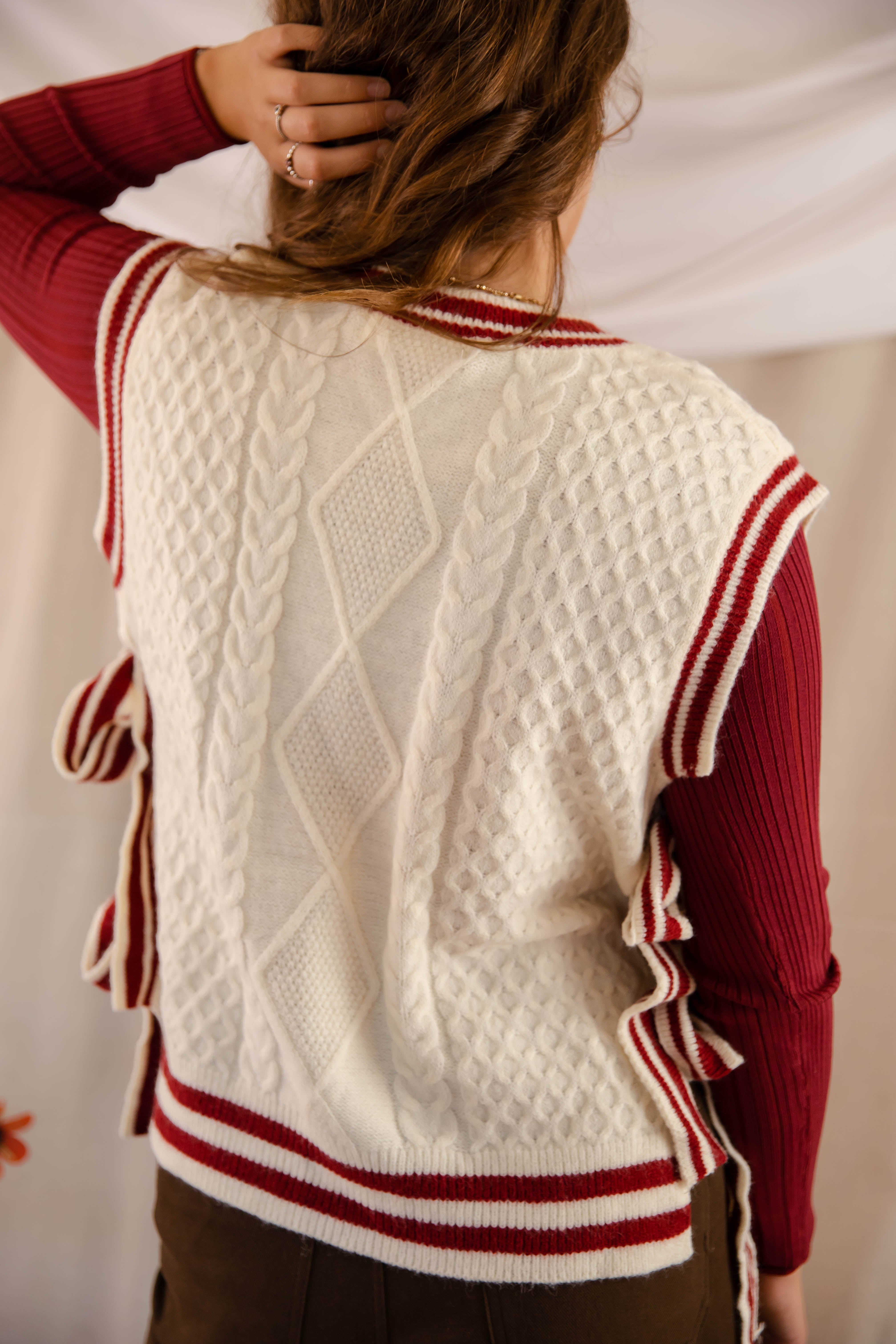 FINAL SALE: Truth Or Dare Sweater Vest-Brick