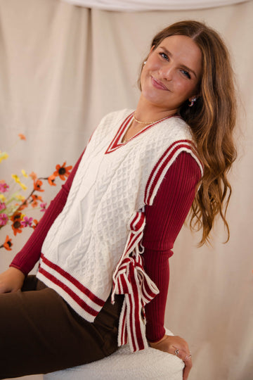 FINAL SALE: Truth Or Dare Sweater Vest-Brick