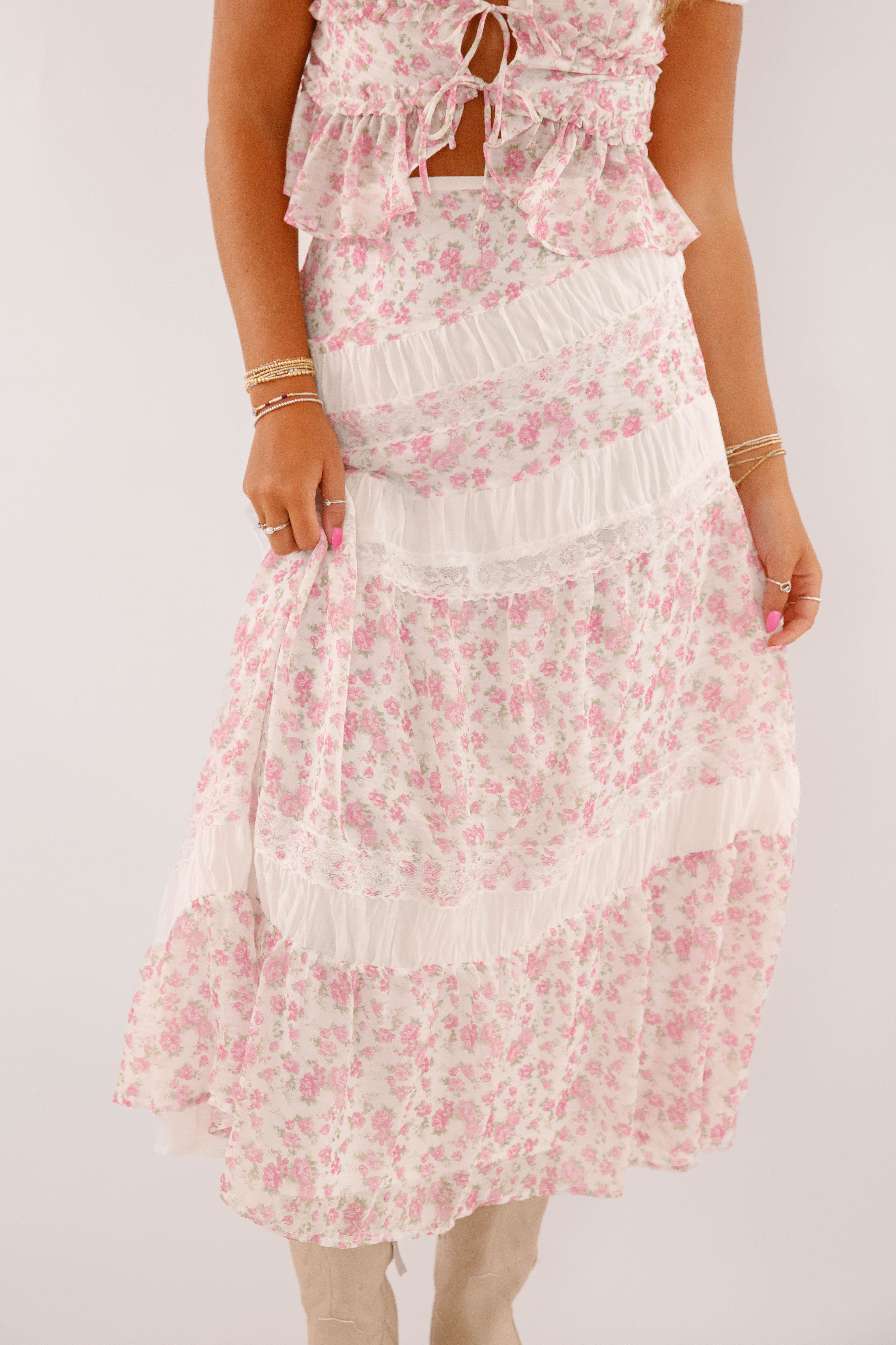 Floral Whispers Midi Skirt