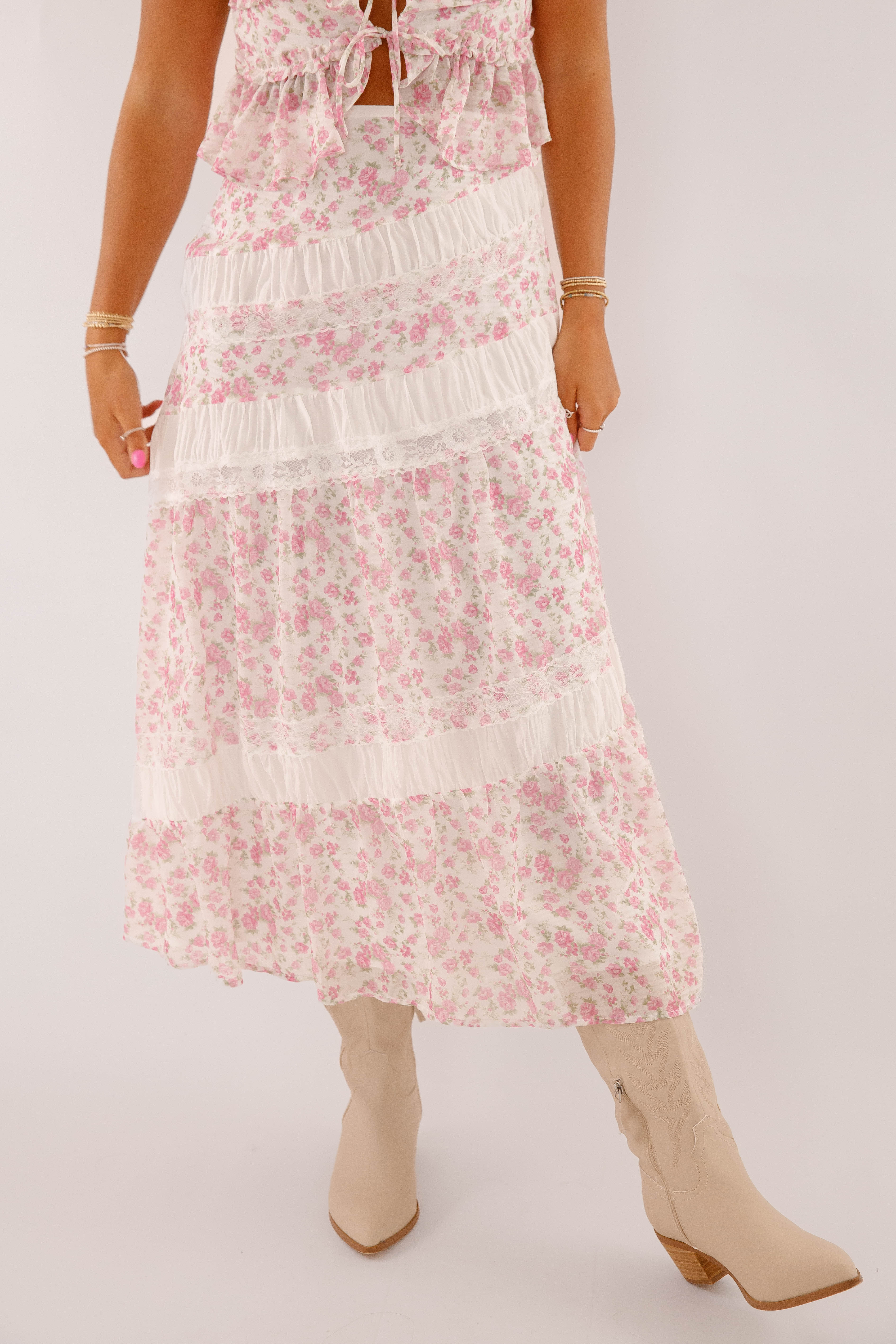 Floral Whispers Midi Skirt