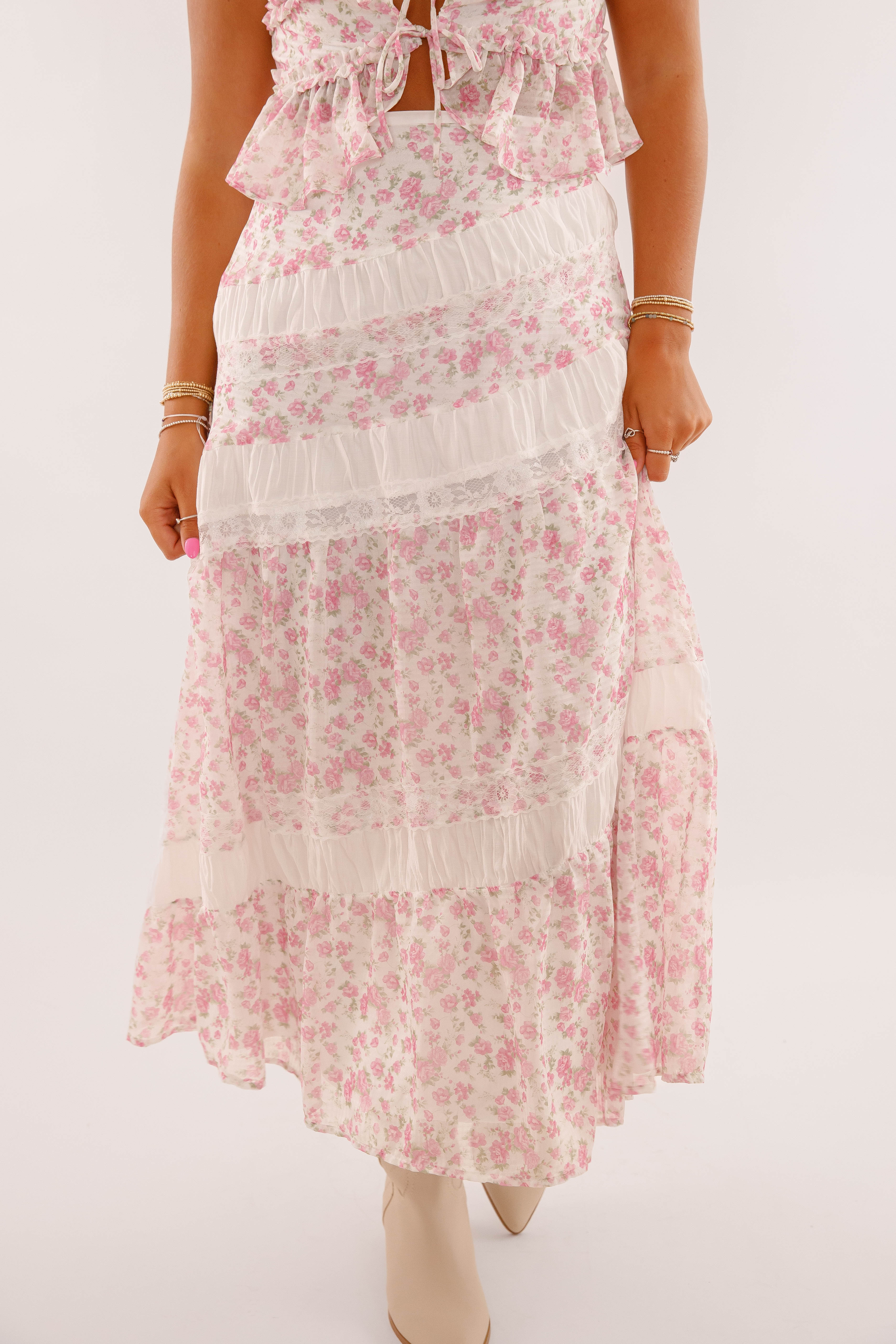 Floral Whispers Midi Skirt