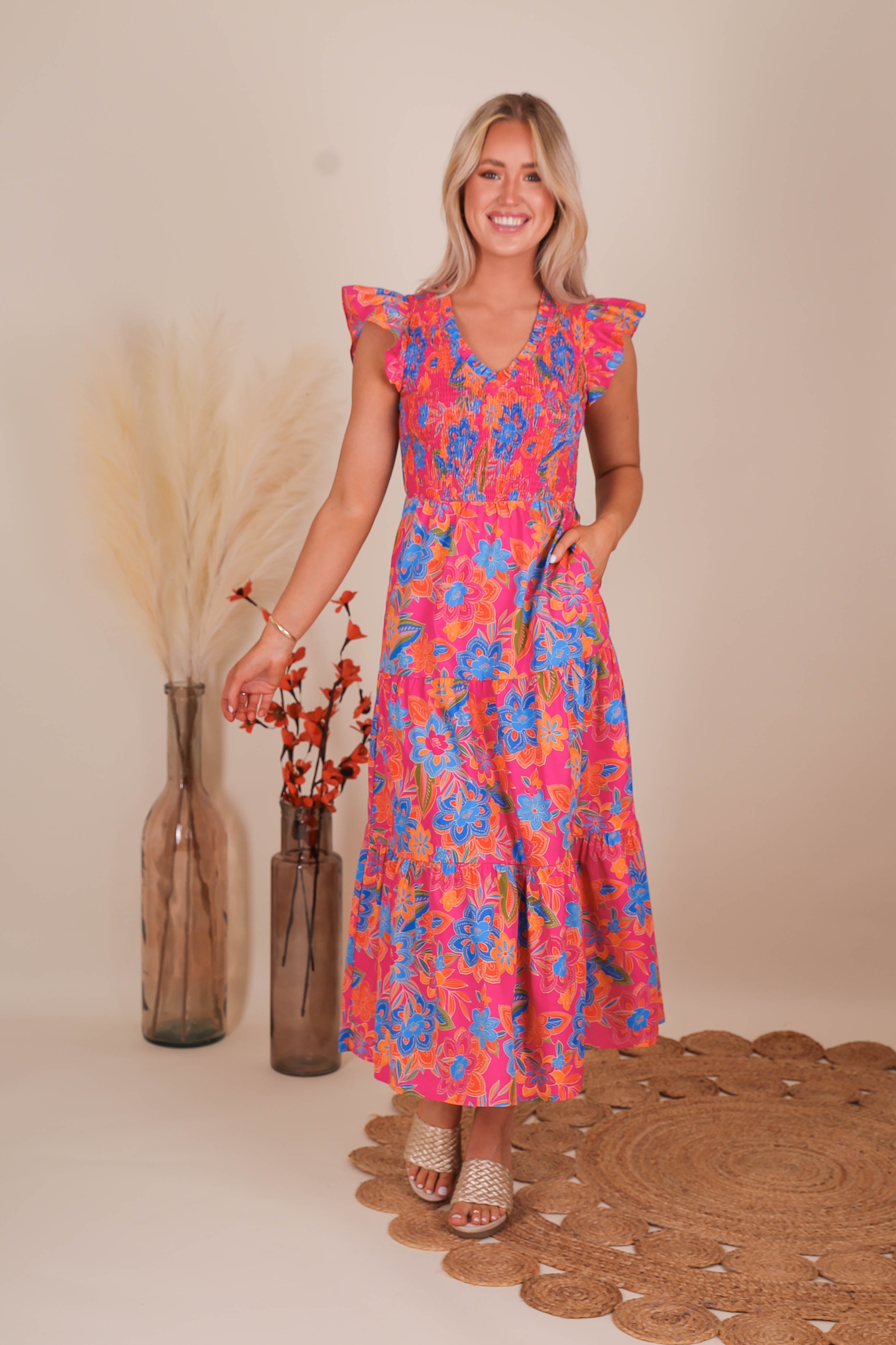 RESTOCK: It's No Surprise Midi Dress-Floral
