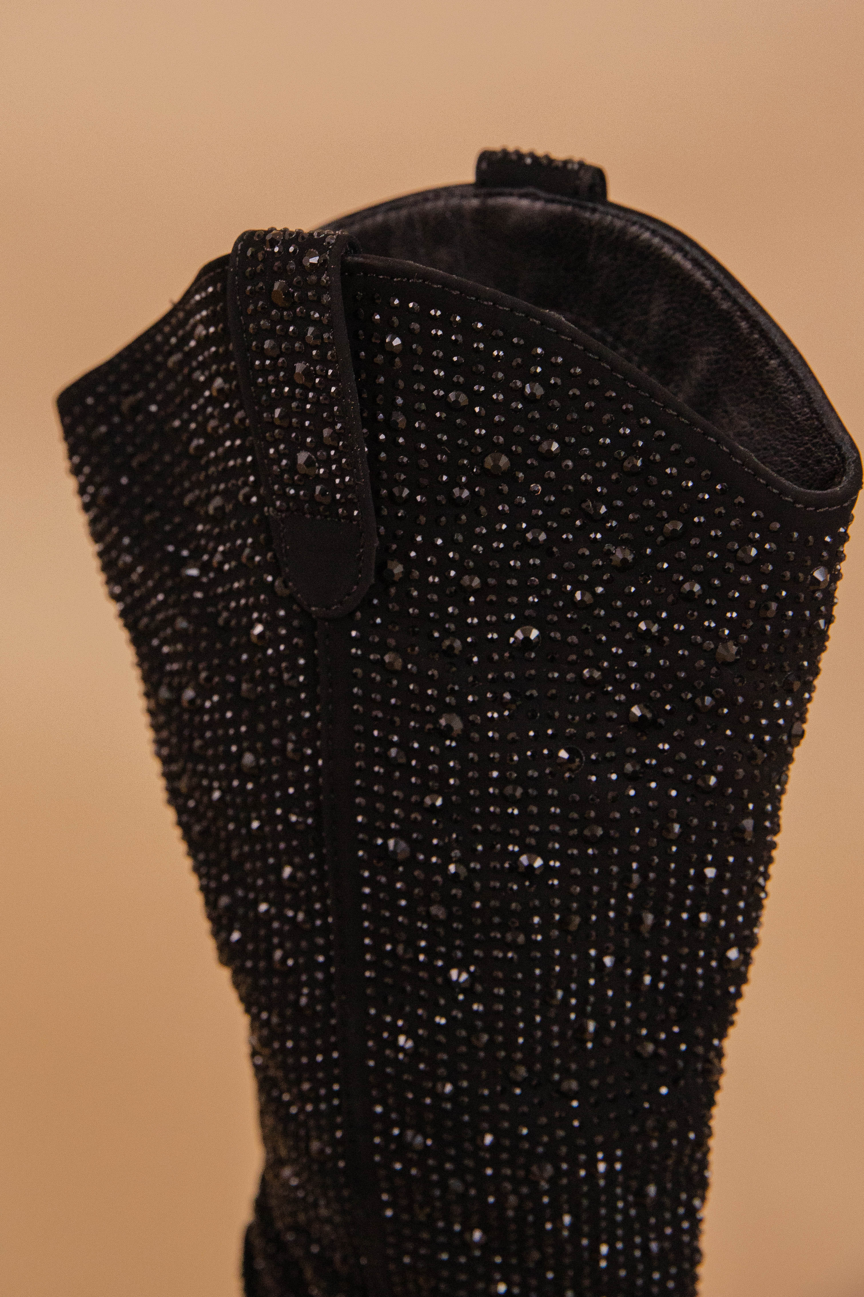 RESTOCK: Kyle Rhinestone Western Boots-Black