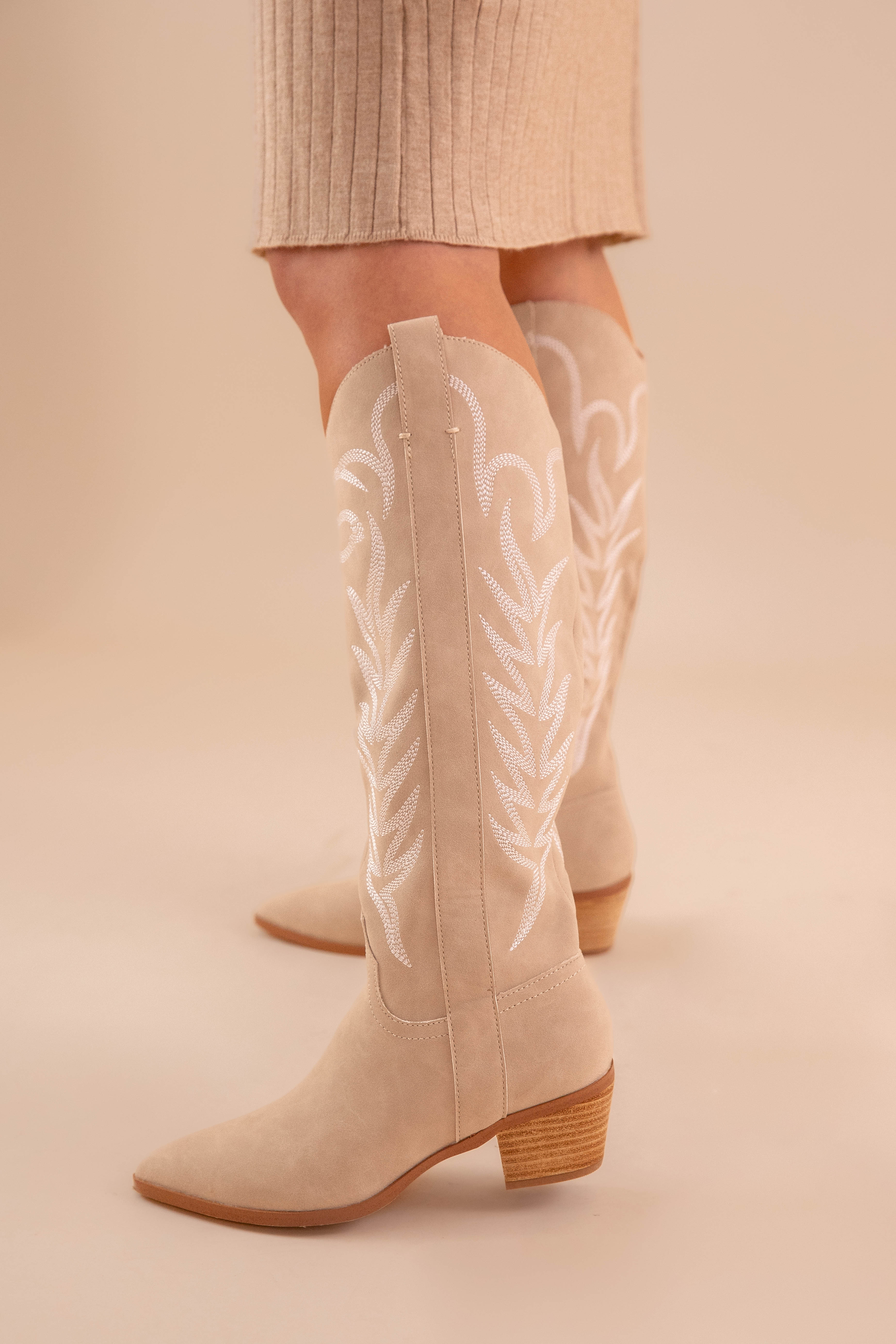 Lorelai Tall Western Boots-Tan