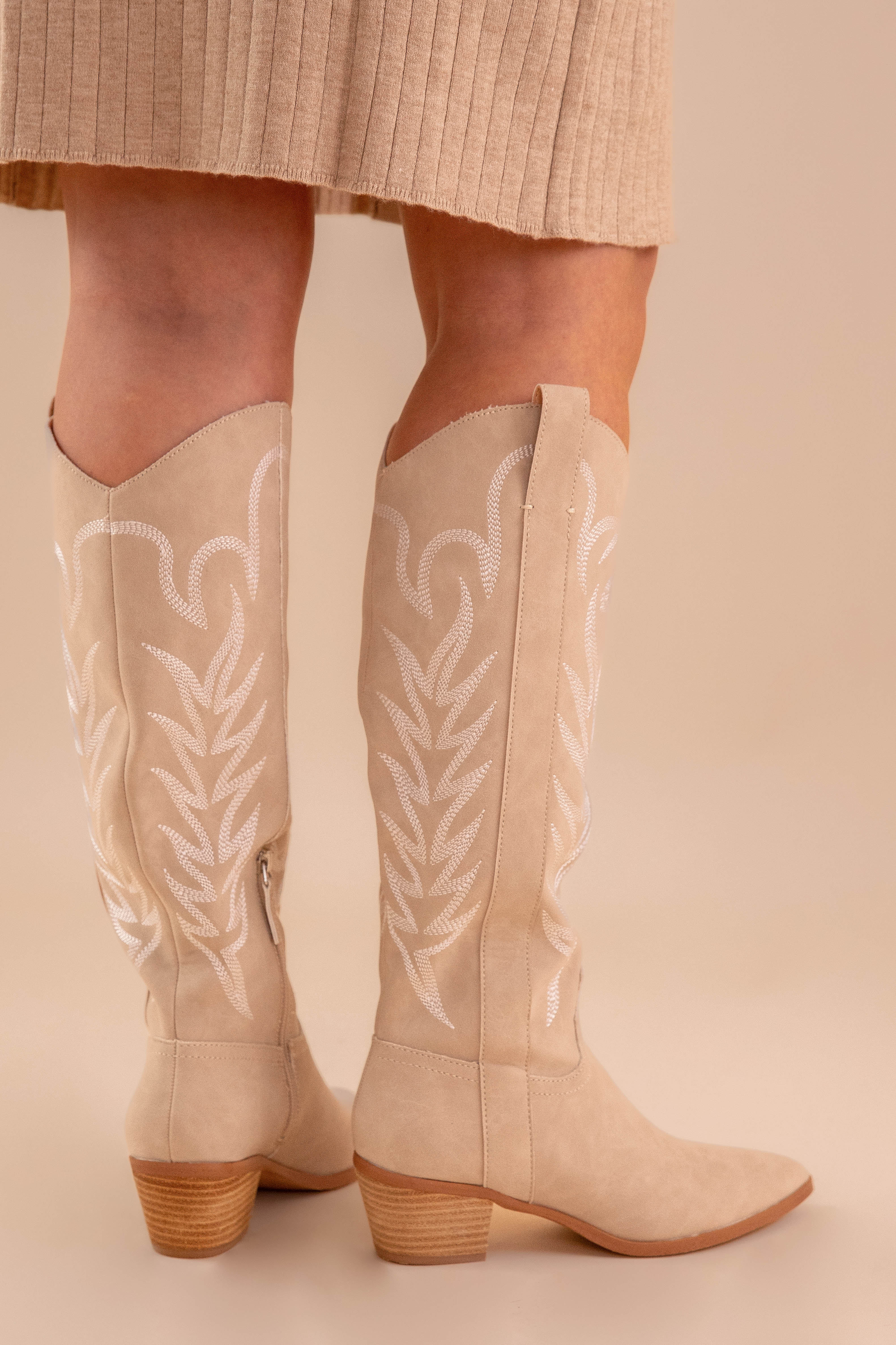 Lorelai Tall Western Boots-Tan