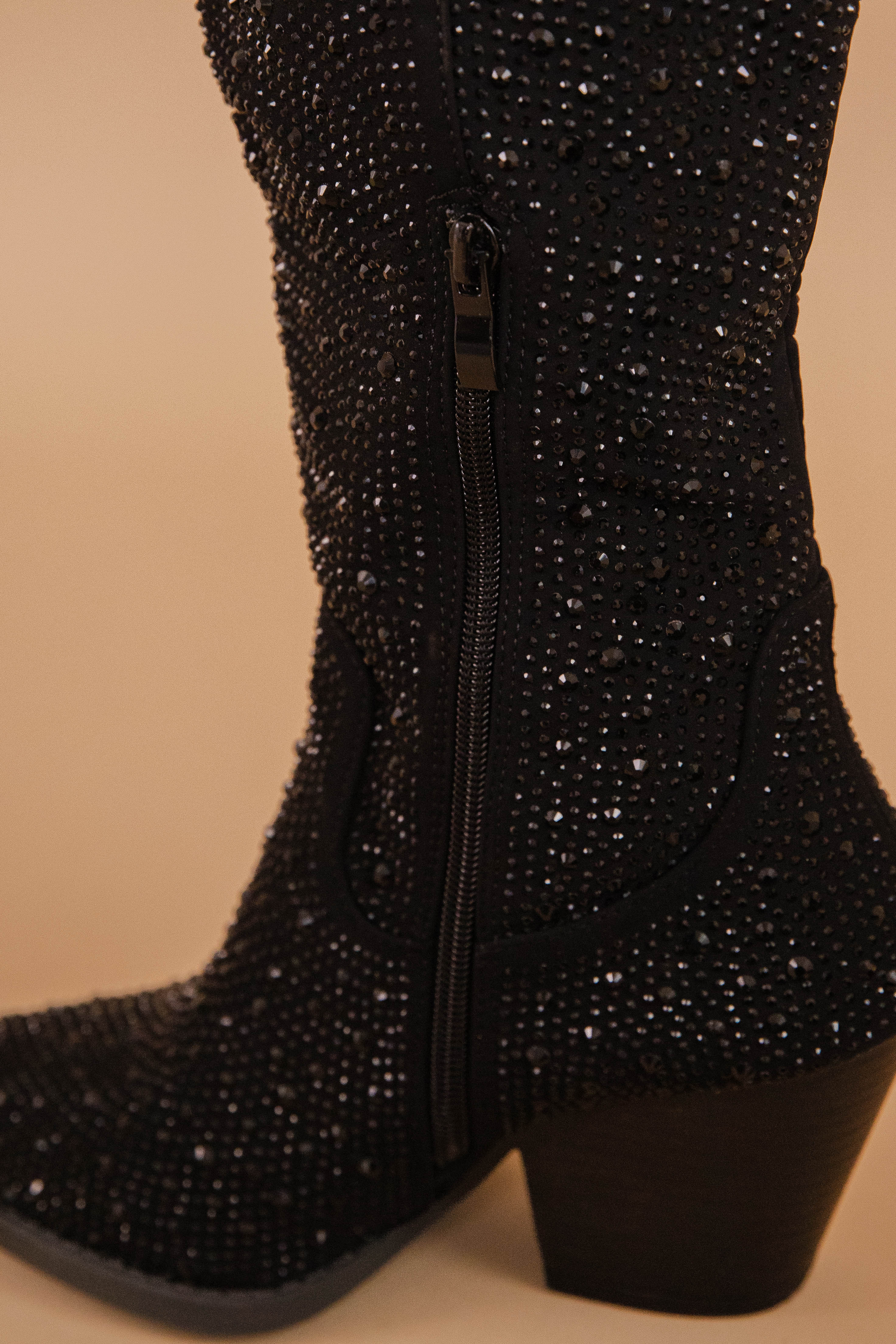 RESTOCK: Kyle Rhinestone Western Boots-Black