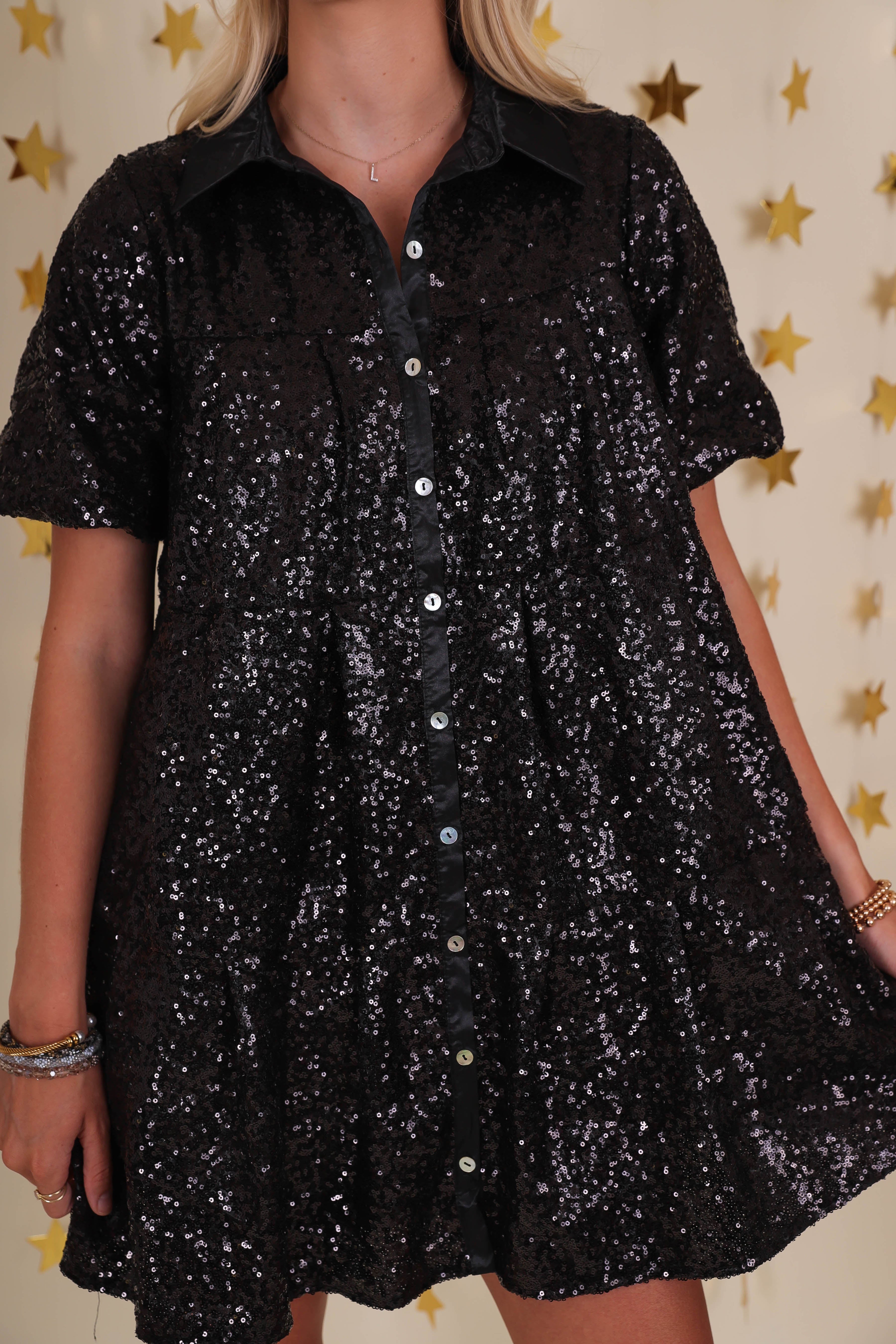 RESTOCK: Watch Me Shine Dress-Black