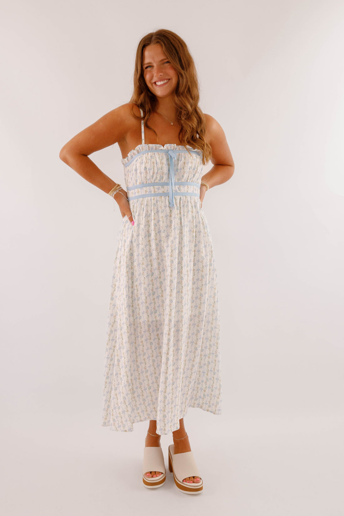 Back To Reality Midi Dress-Blue