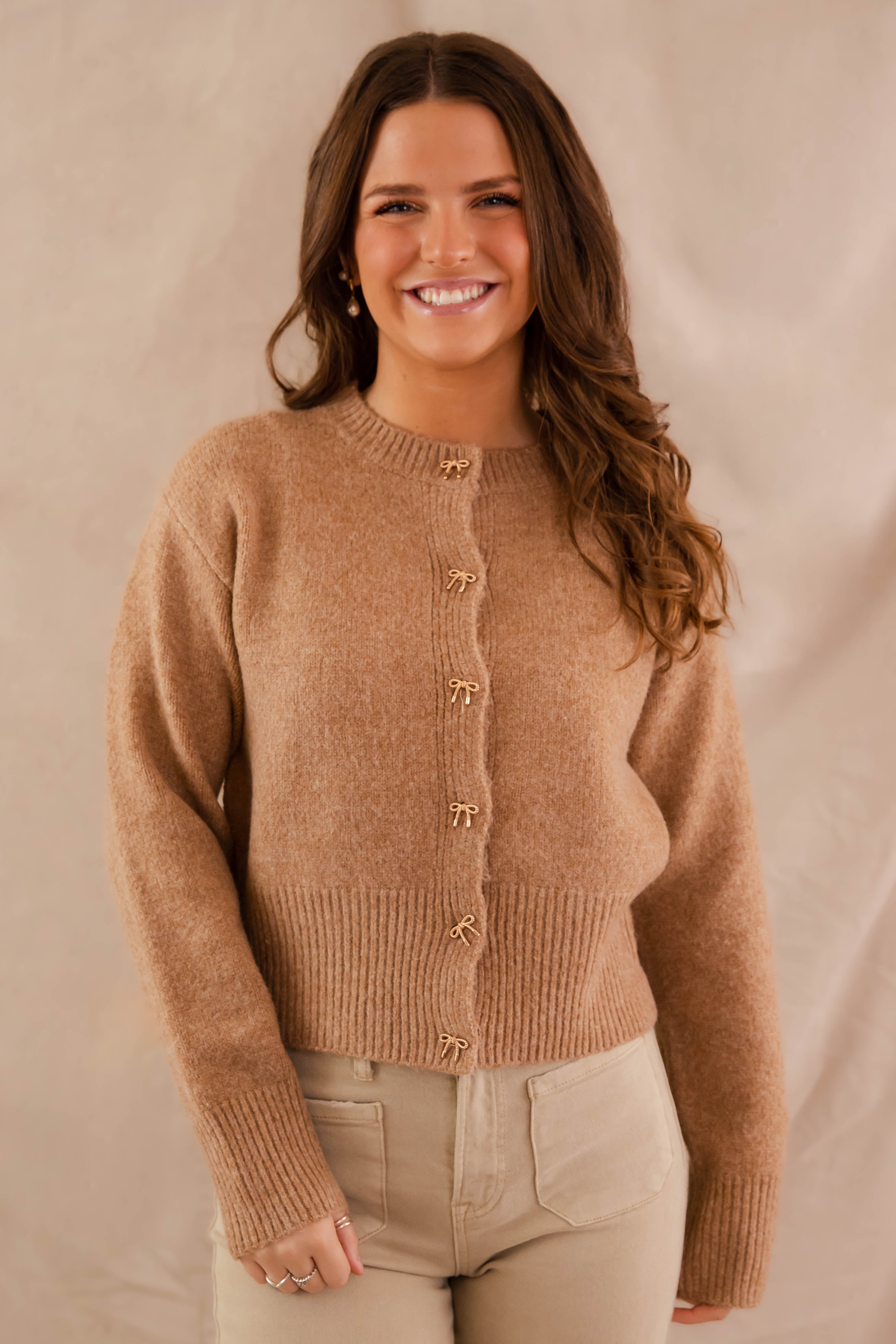 FINAL SALE: Totally Smitten Cardigan-Taupe