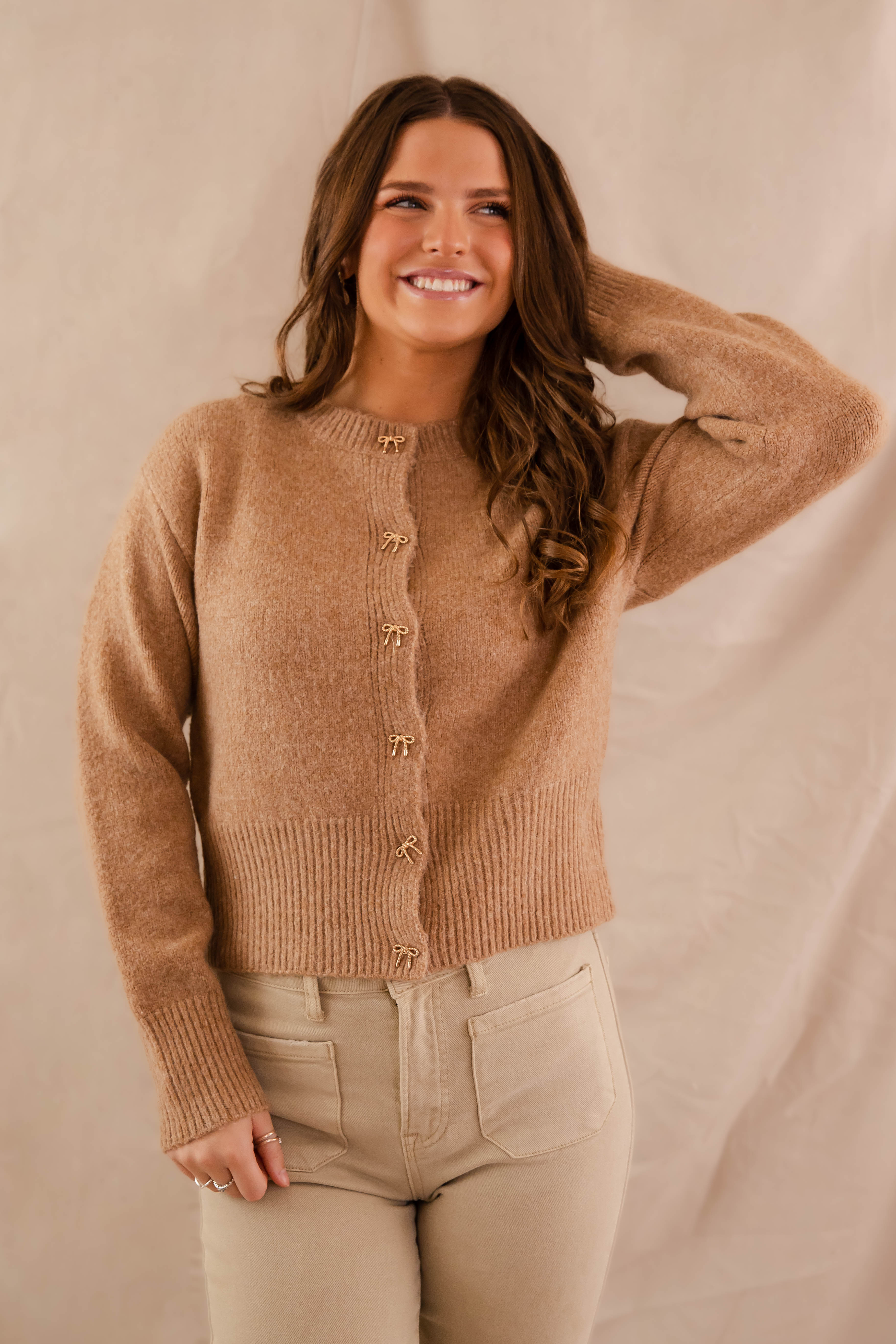 FINAL SALE: Totally Smitten Cardigan-Taupe