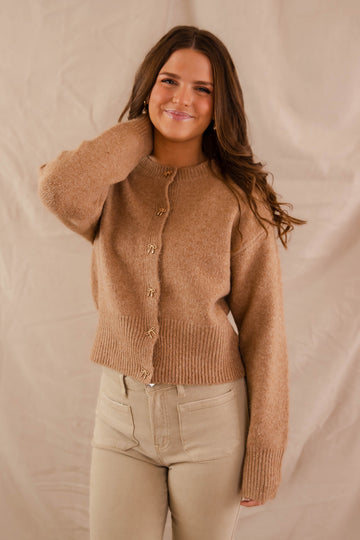 FINAL SALE: Totally Smitten Cardigan-Taupe