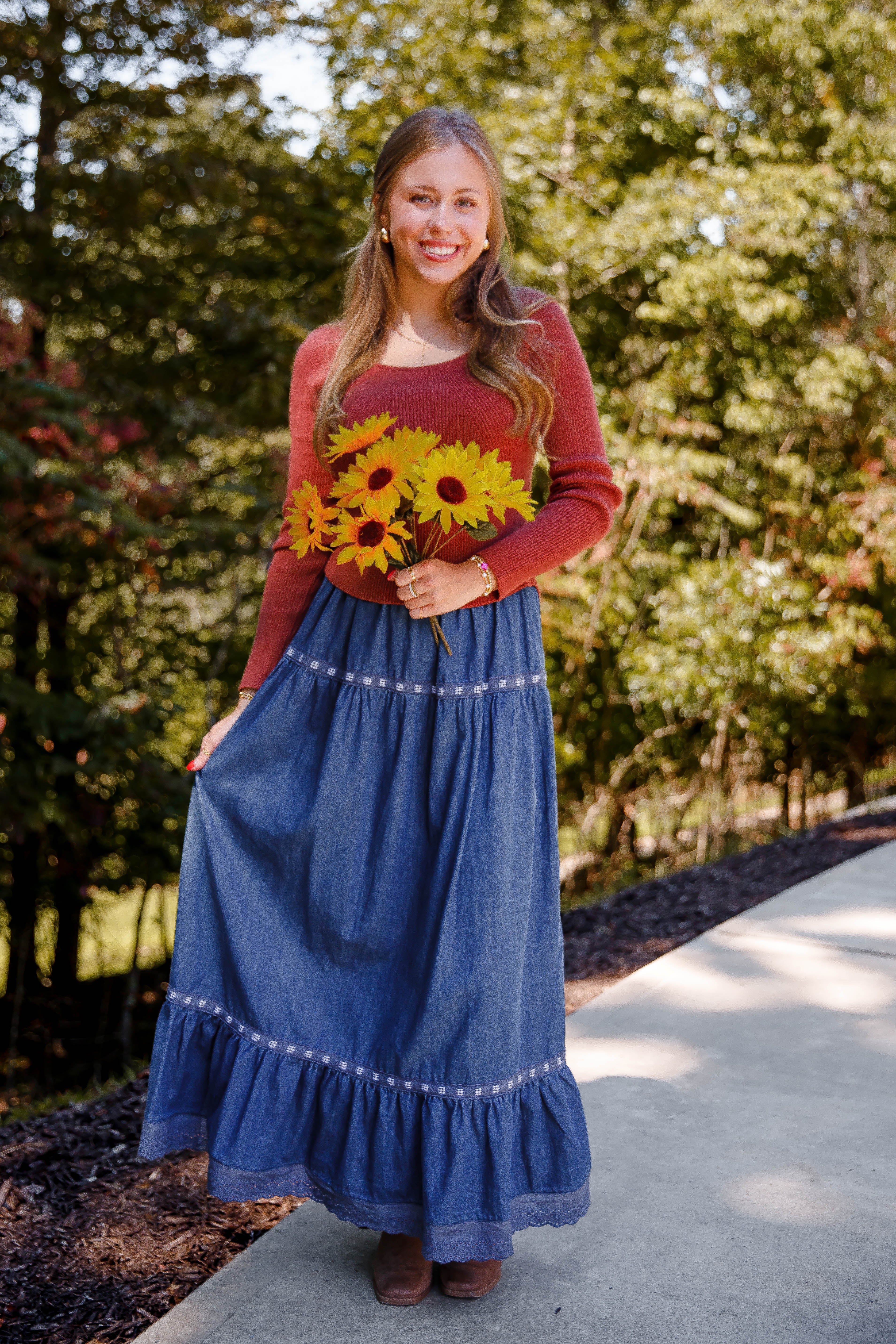 Just A Dream Denim Maxi Skirt