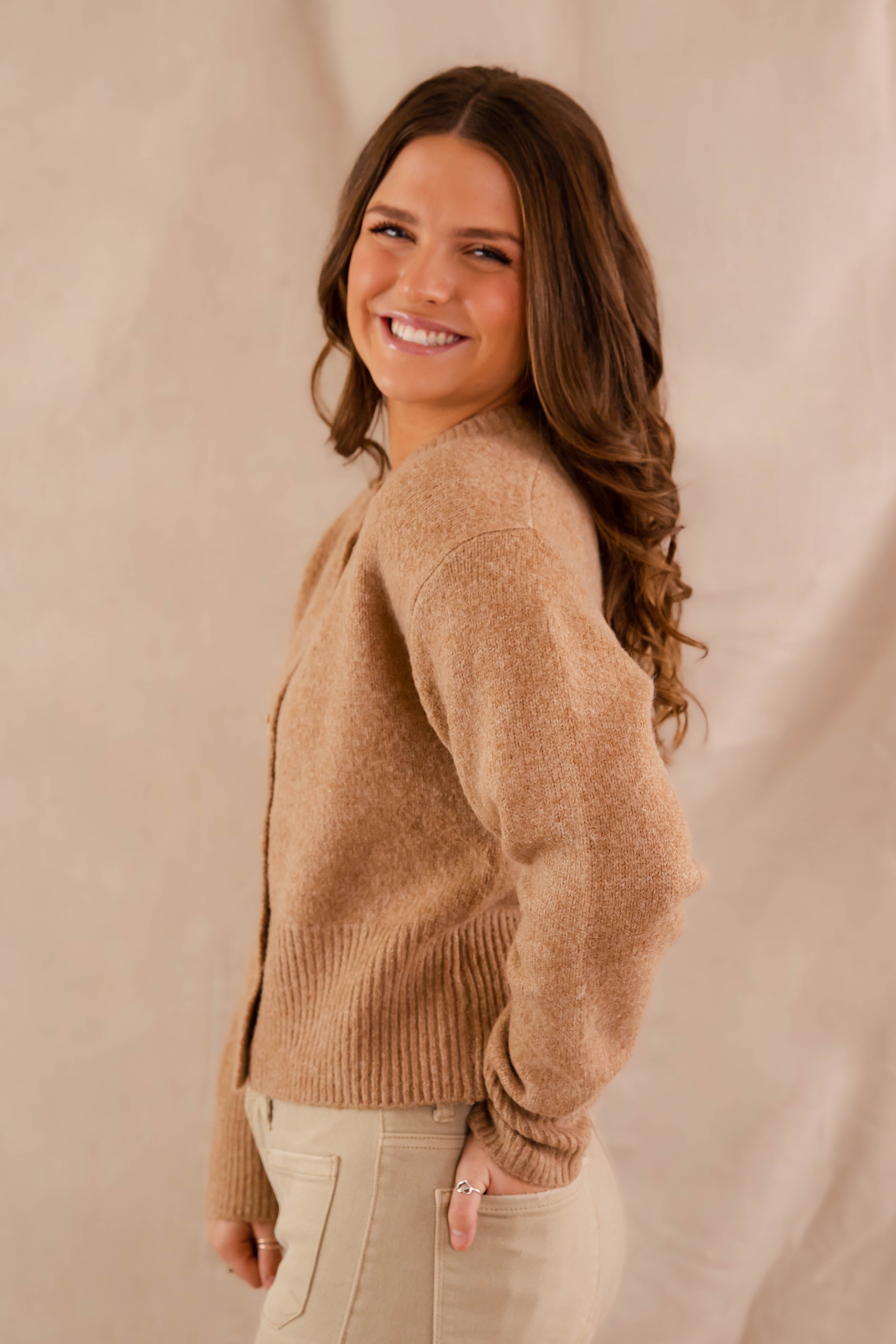 FINAL SALE: Totally Smitten Cardigan-Taupe