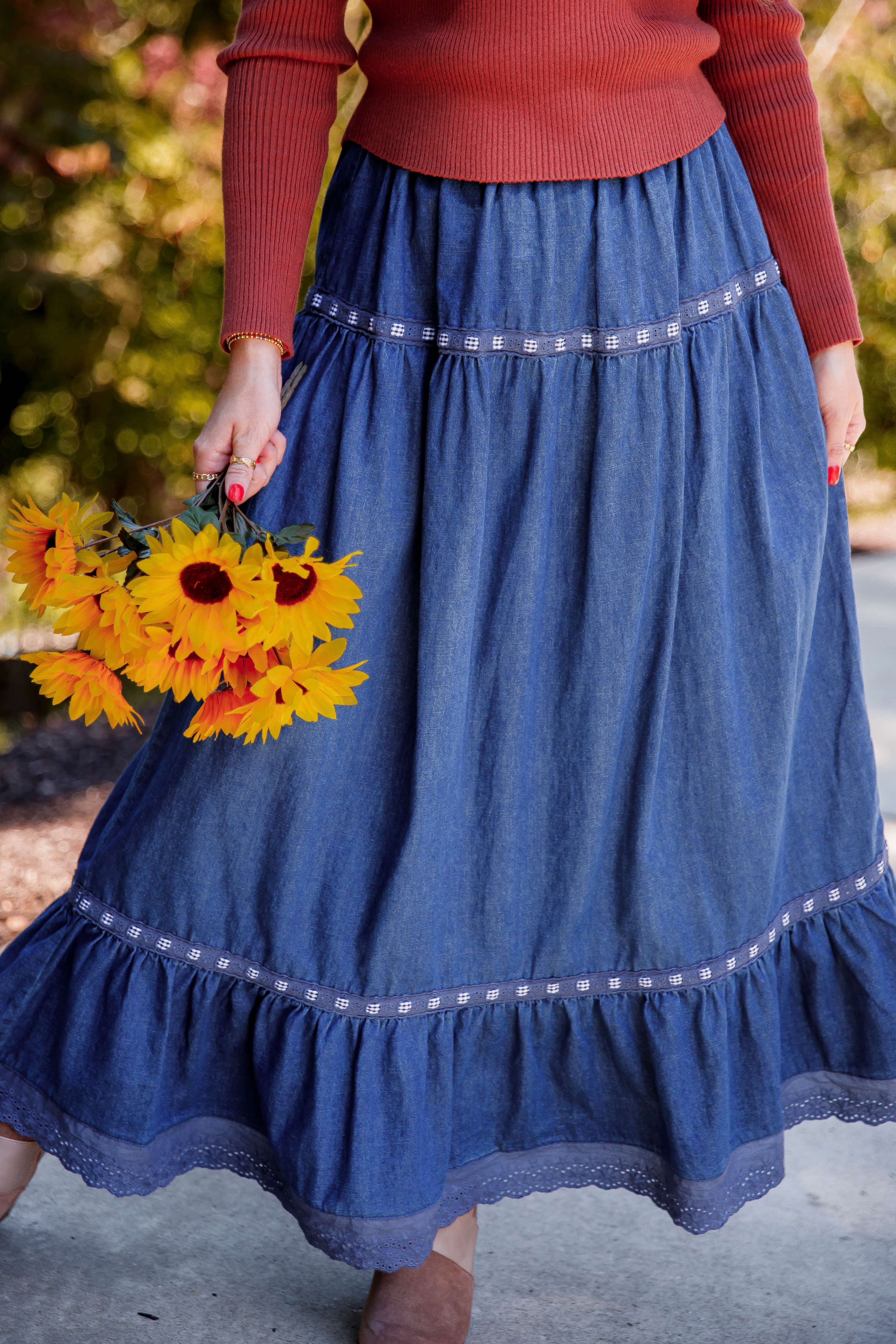 Just A Dream Denim Maxi Skirt