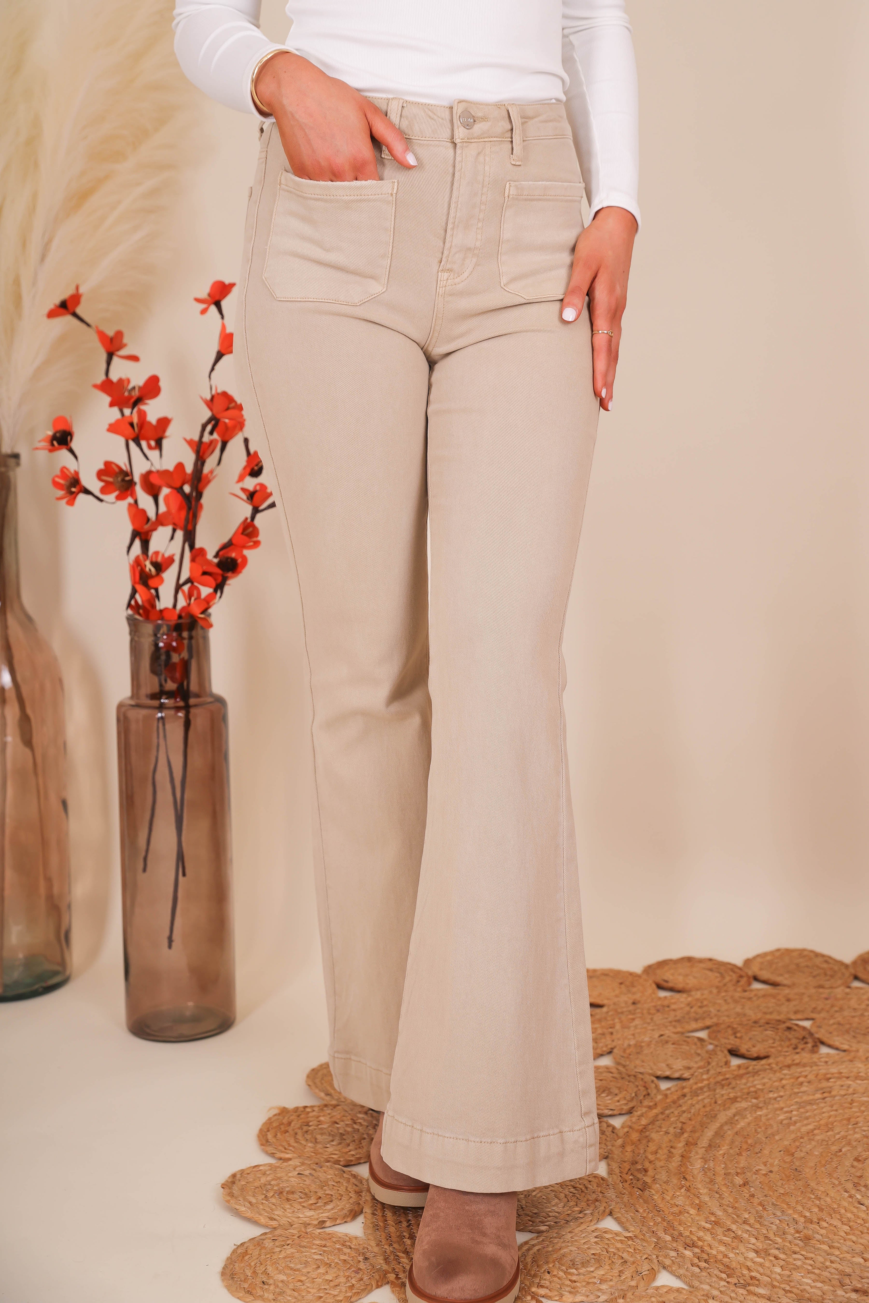 FINAL SALE: Totally Far Out Flares-Khaki