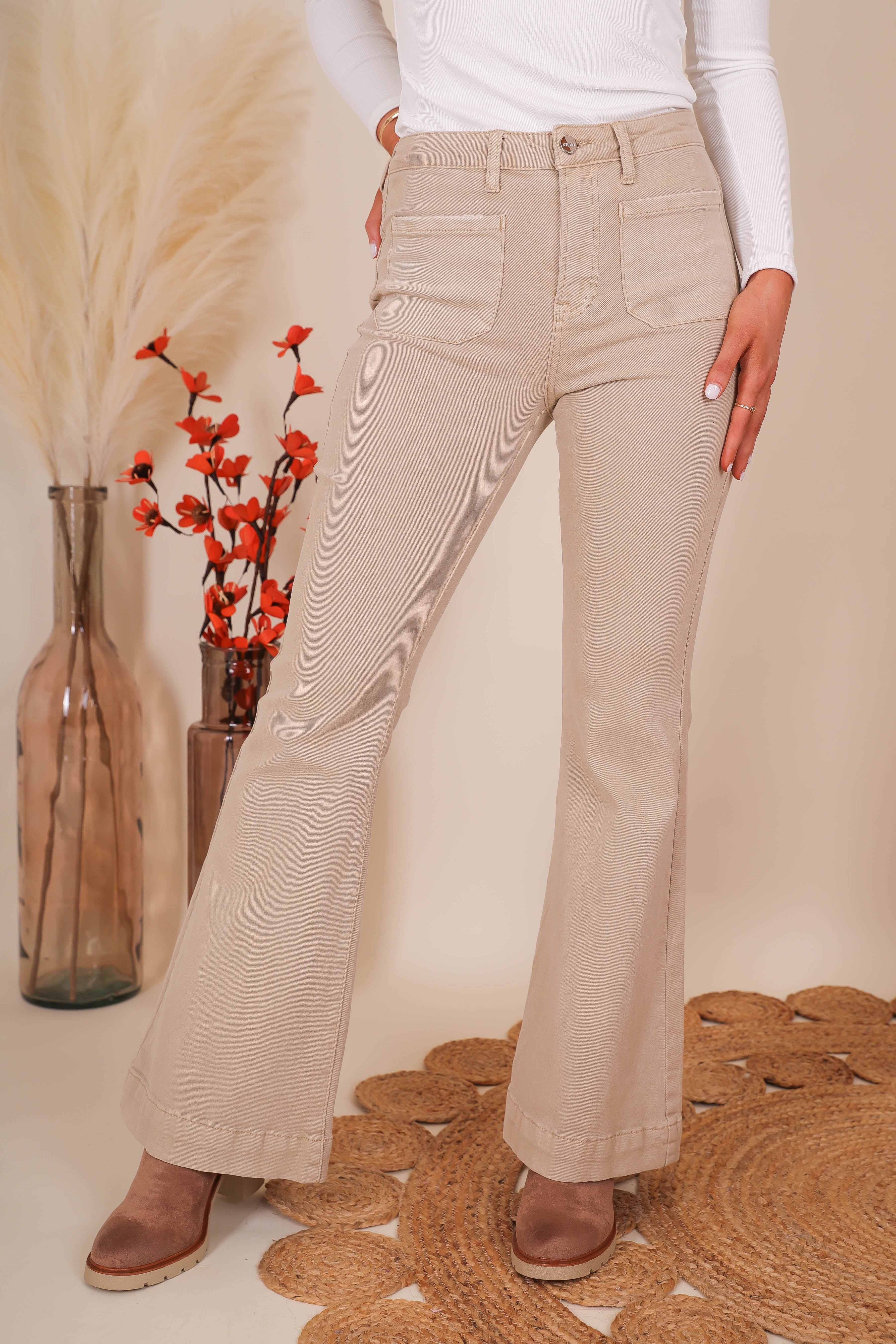 FINAL SALE: Totally Far Out Flares-Khaki