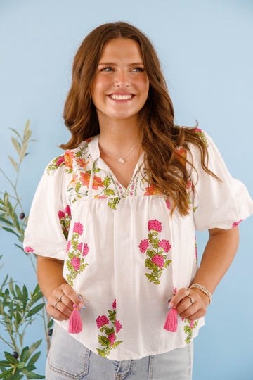 On The Move Blouse-White
