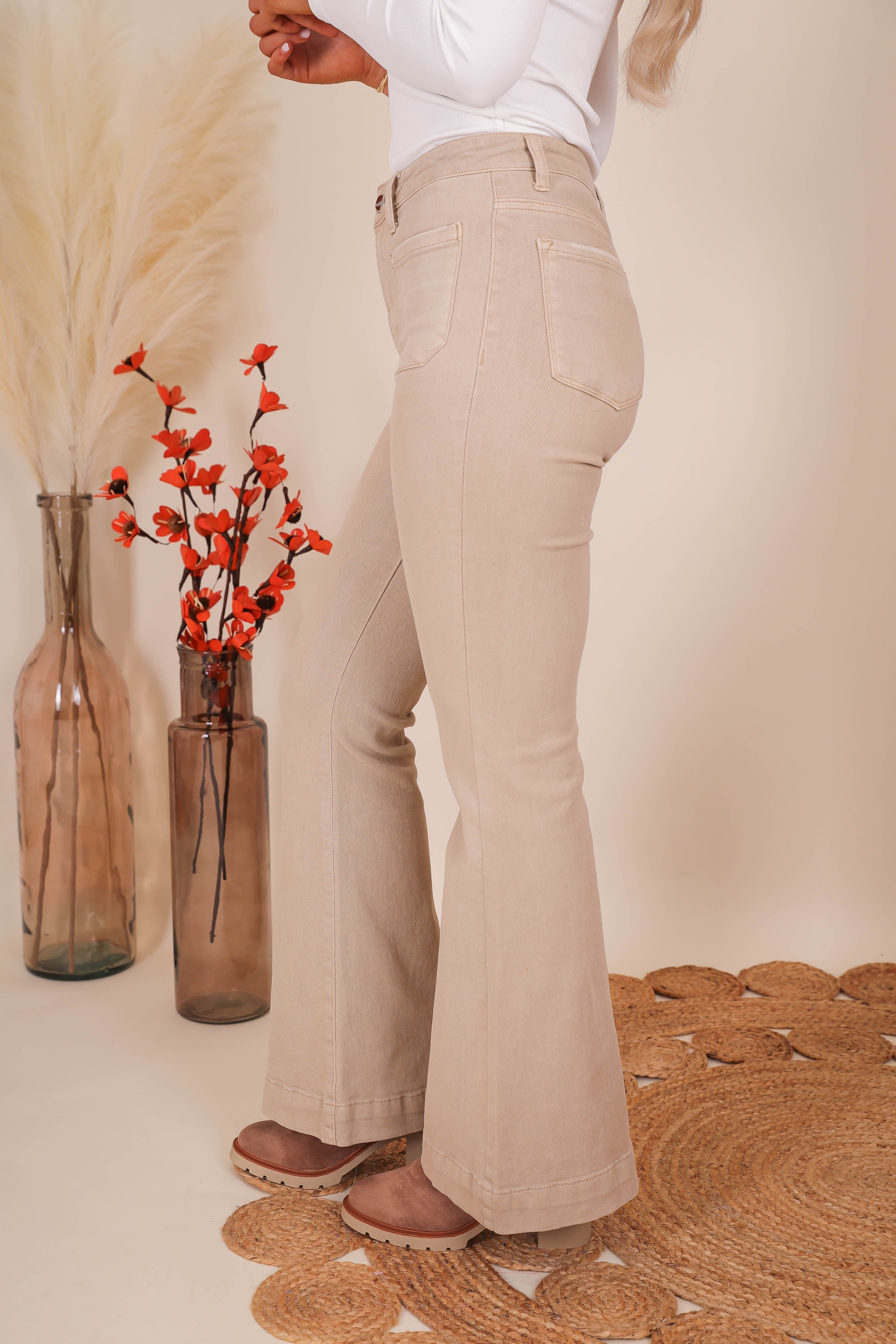 FINAL SALE: Totally Far Out Flares-Khaki