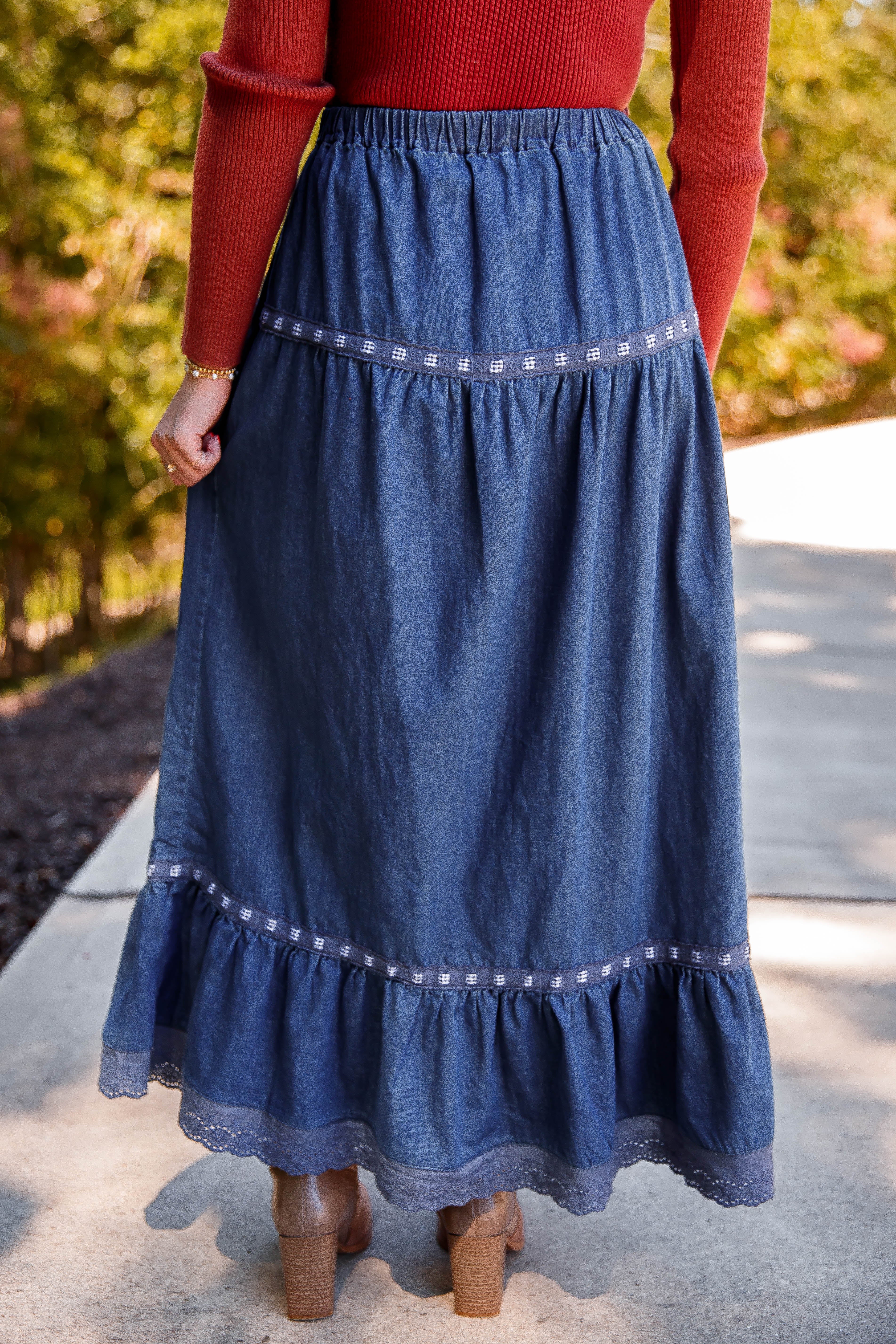 Just A Dream Denim Maxi Skirt